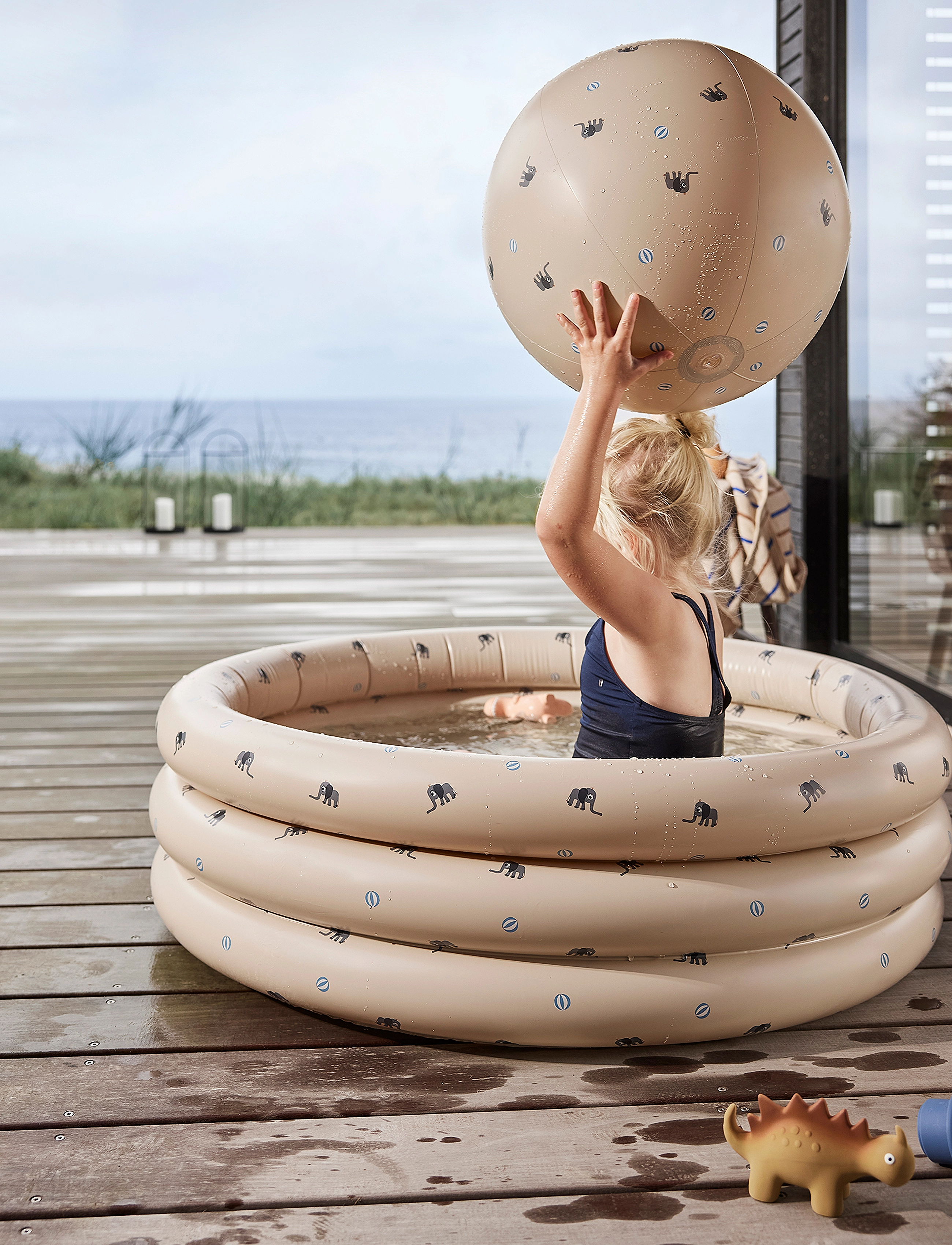 OYOY MINI Elephant Swimming Pool Small & Beach Ball, One Size x 85, Water Spielzeug, Beige - Children's Pools, Kinder