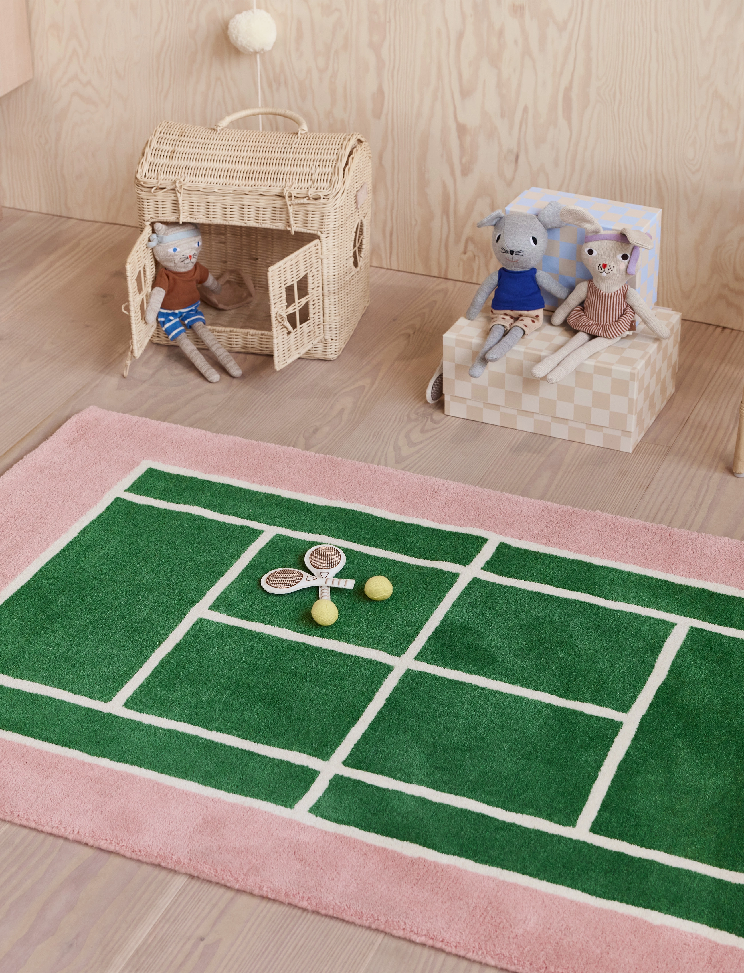 OYOY MINI - Tennis Rug - rectangular rugs - green / rose - 2