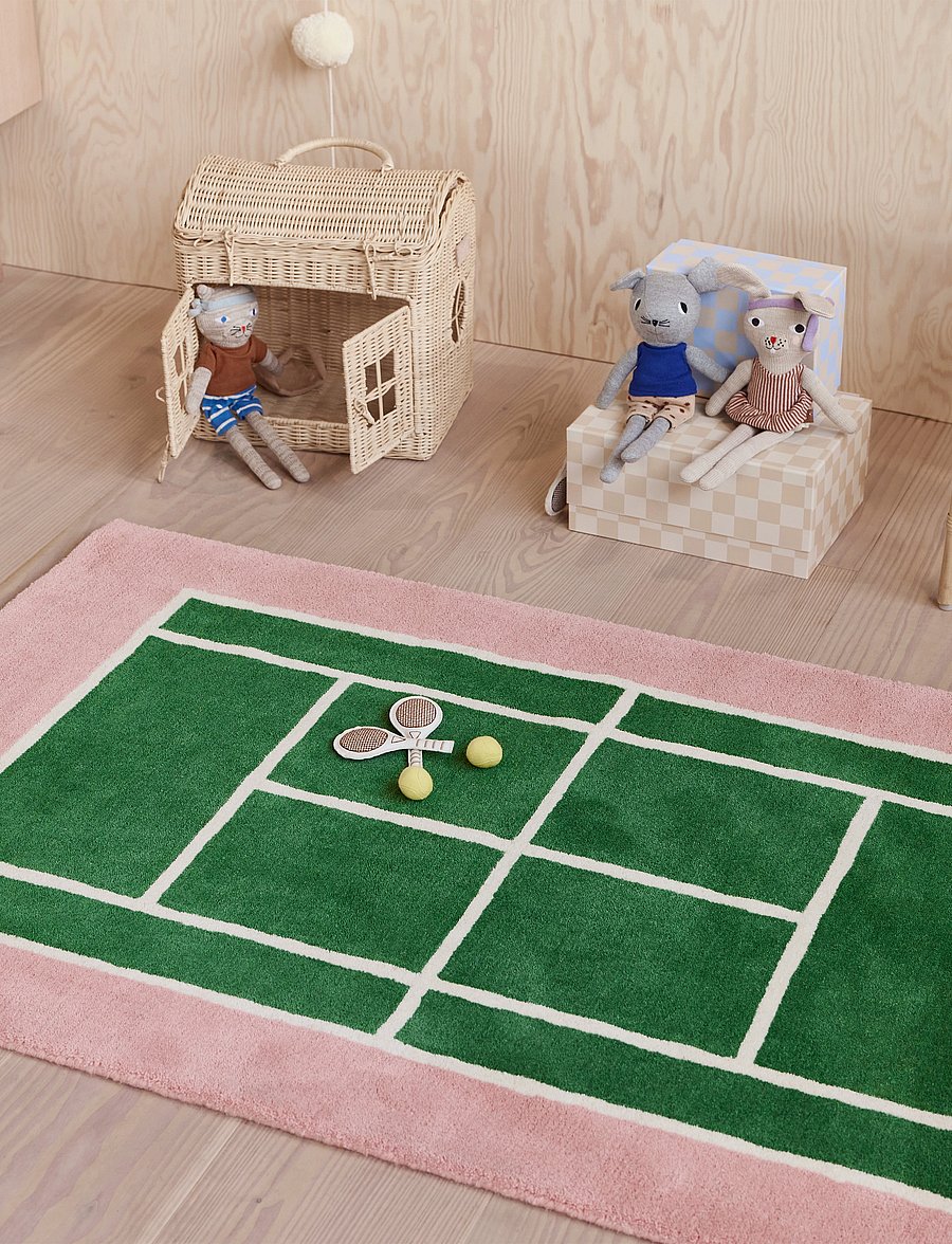 OYOY MINI - Tennis Rug - ferhyrndar mottur - green / rose - 2