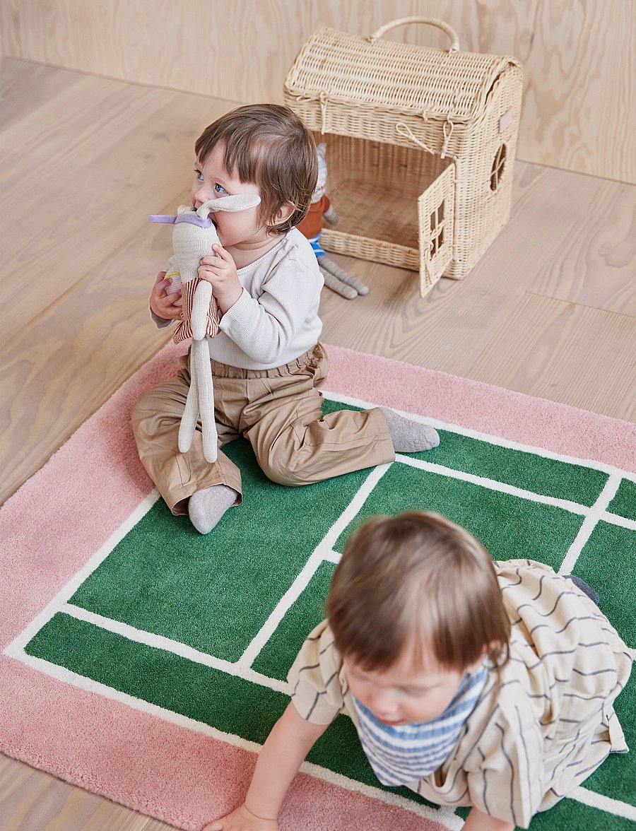 OYOY MINI - Tennis Rug - ferhyrndar mottur - green / rose - 3
