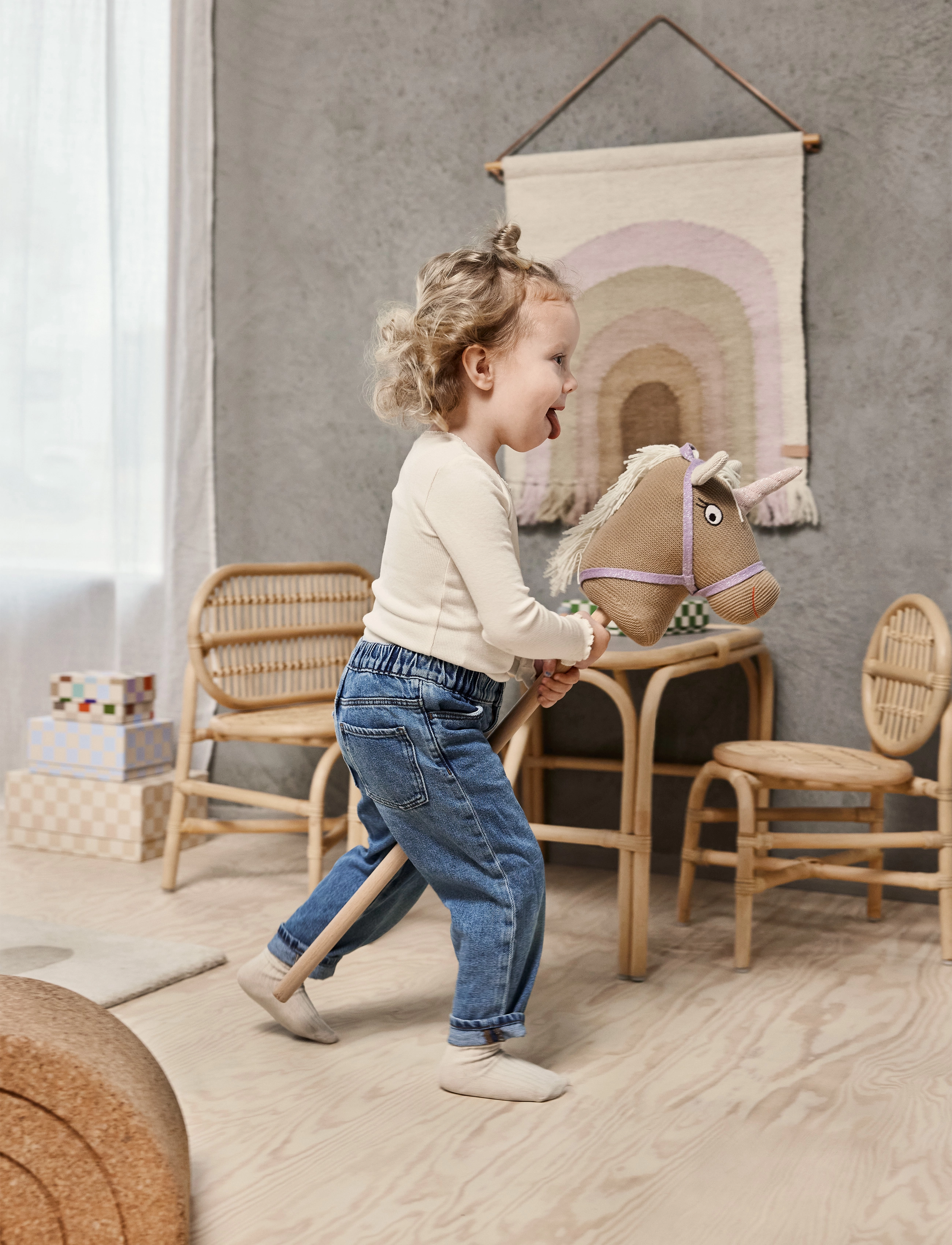 OYOY MINI Ummi Hobby Unicorn, 75X23X12 cm, Spielzeug, Beige - Rocking Kinder