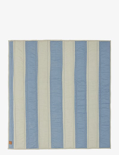 OYOY MINI Striped Quilted Blanket - OYOY MINI - BLUE / CLAY / blue