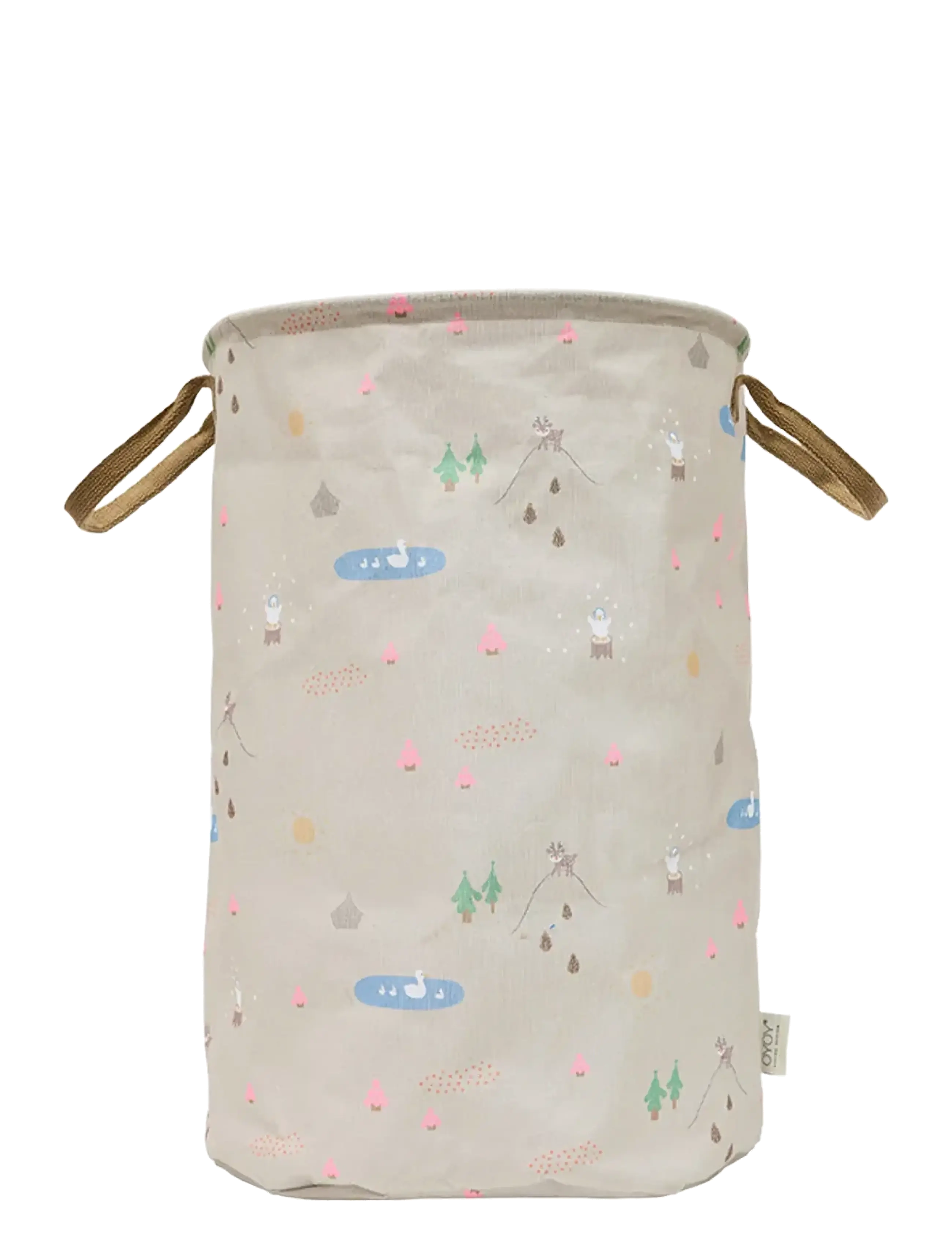 OYOY MINI Deer & Duck Laundry/Storage Basket – Large, 38X38XH54 cm, Storage, Beige - Storage Baskets, Kinder