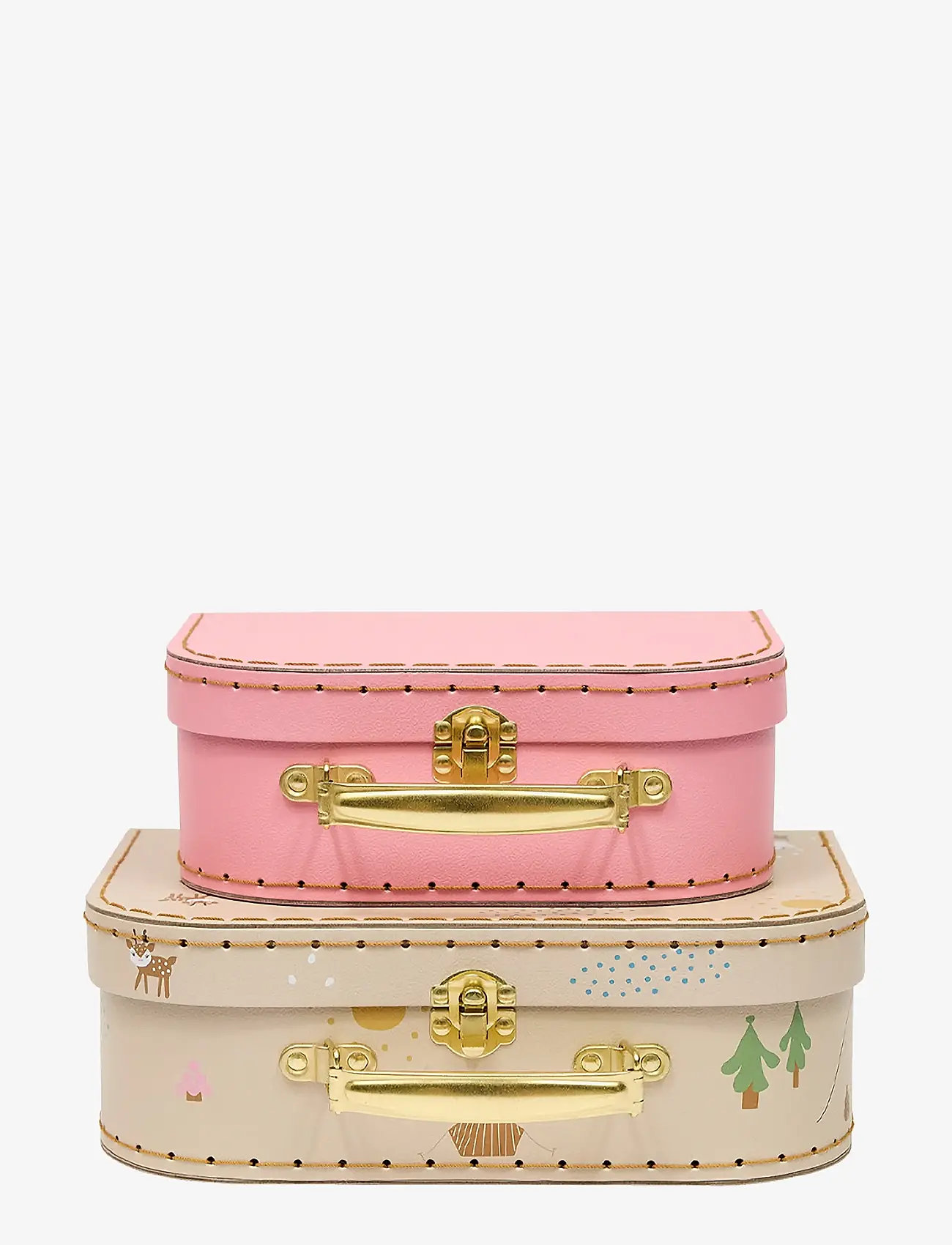 OYOY MINI - Mini Suitcase Friends in the forest Deer & Duck - Set of 2 - aufbewahrungskörbe - camel - 0