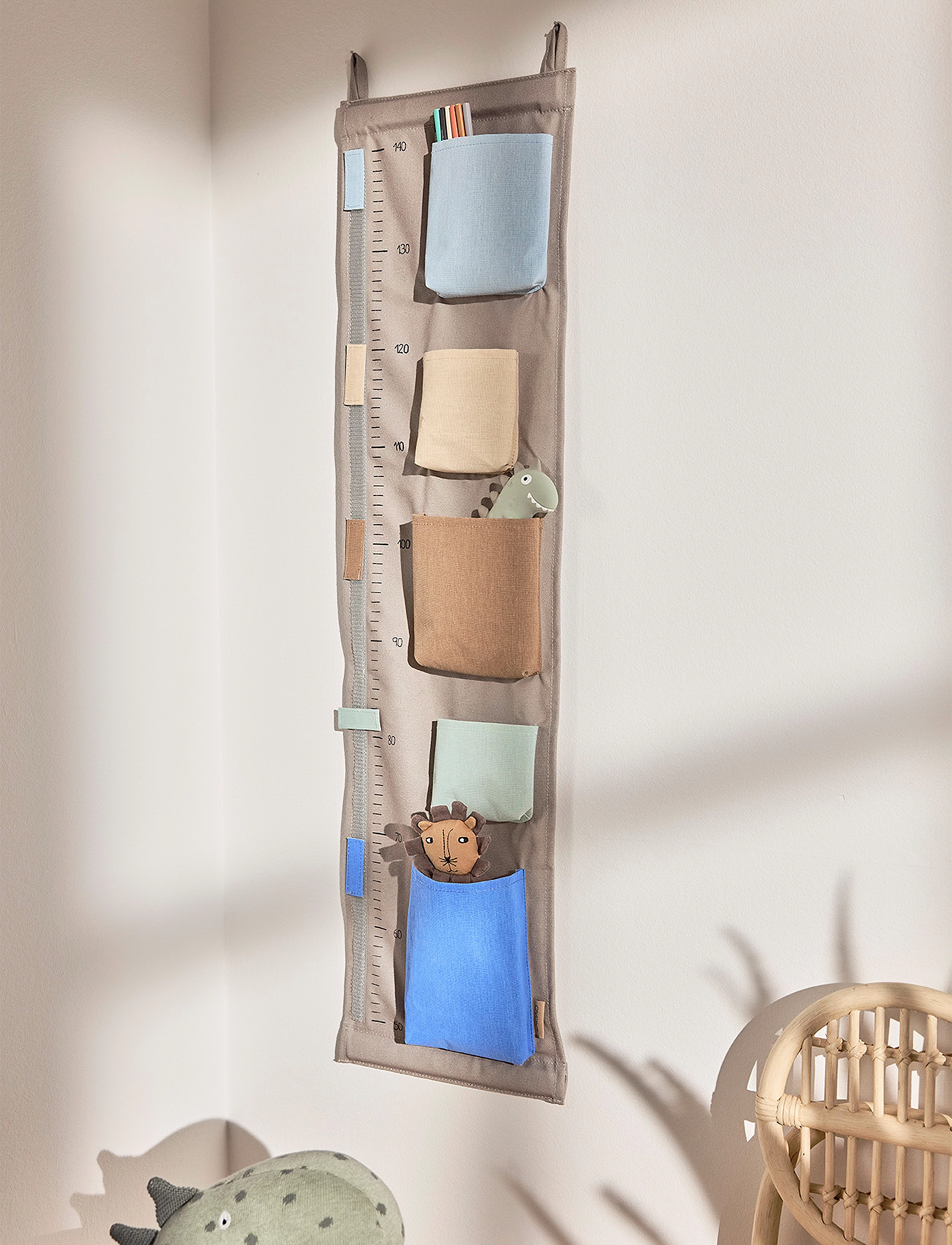 OYOY MINI Saga Growth Chart Storage, 100X25 cm, Wall Stickers, Blau - Chart, Kinder