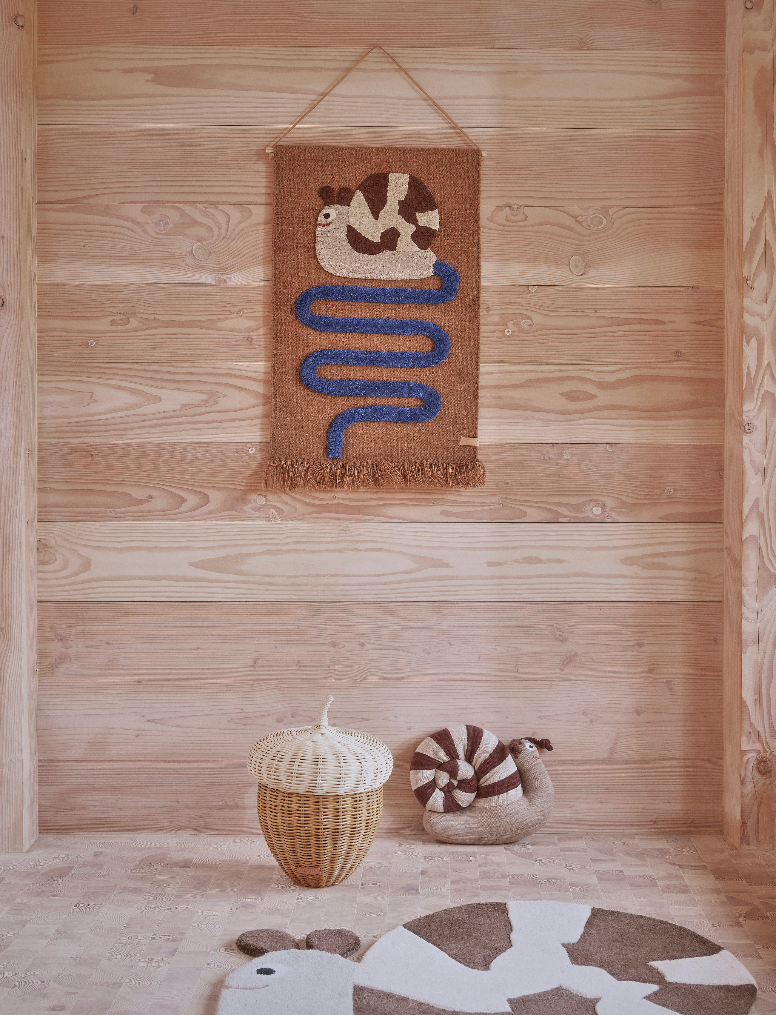 OYOY MINI - Sally Snail On The Way Wall Rug - väggdekor - optic blue - 2