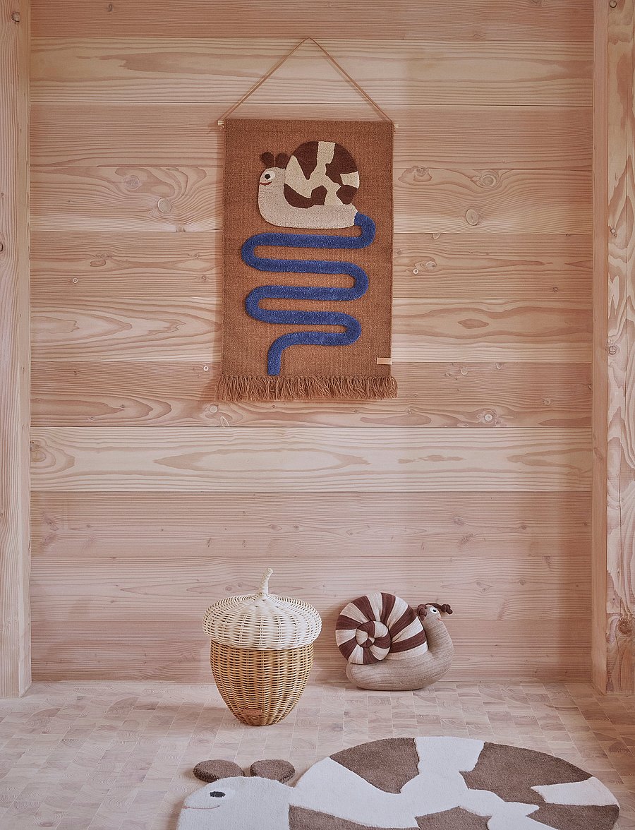 OYOY MINI - Sally Snail On The Way Wall Rug - väggdekor - optic blue - 2