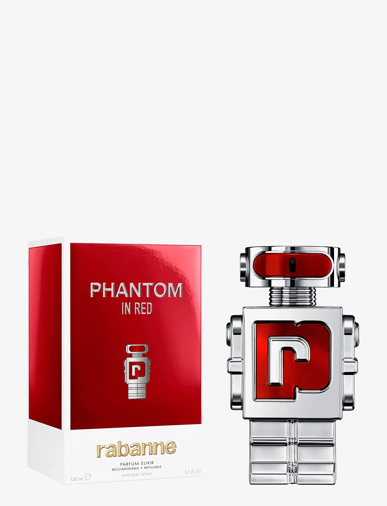 Rabanne - Phantom In Red Parfum Elixir Refillable 150 ml - for him - clear - 1