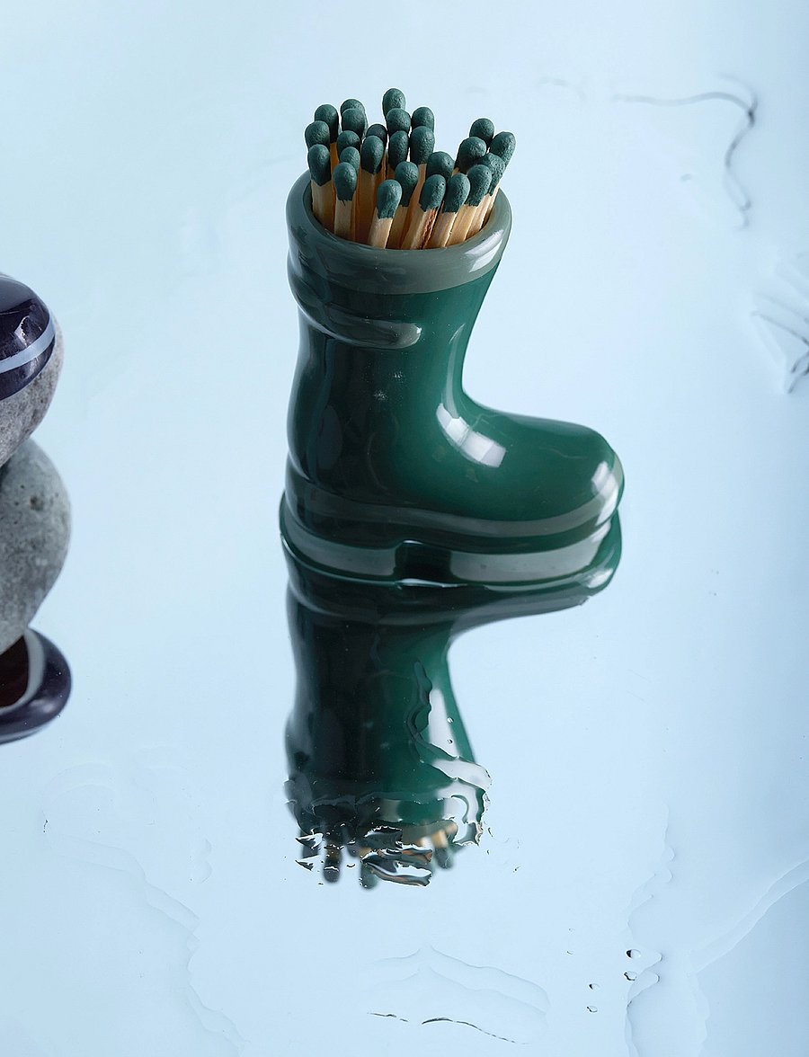 Paddywax - Wellington Boot Matches Holder with 25 Matches Dark & Light Green - green - 1