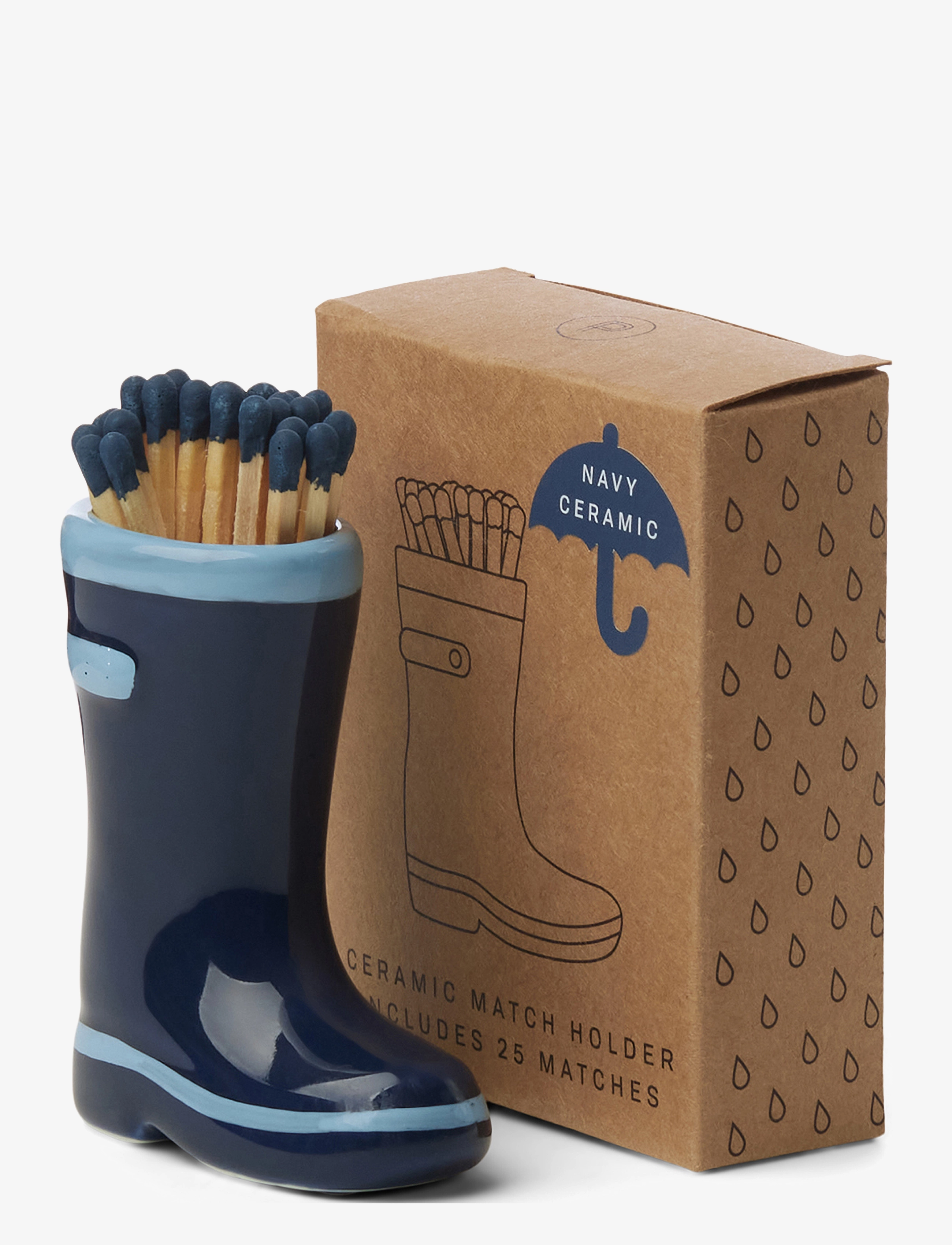 Paddywax - Wellington Boot Matches Holder with 25 Matches Navy Blue - blue - 0