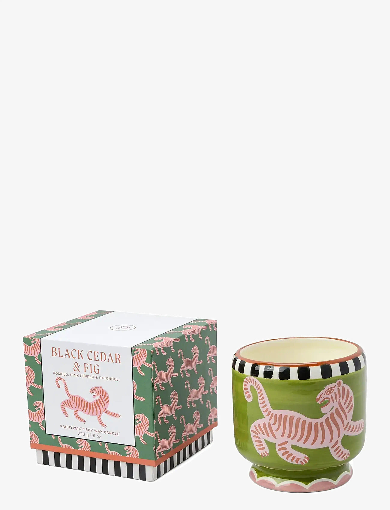 Paddywax - Adopo Tiger Ceramic Candle - Black Cedar & Fig Boxed - nach preis einkaufen - green - 1