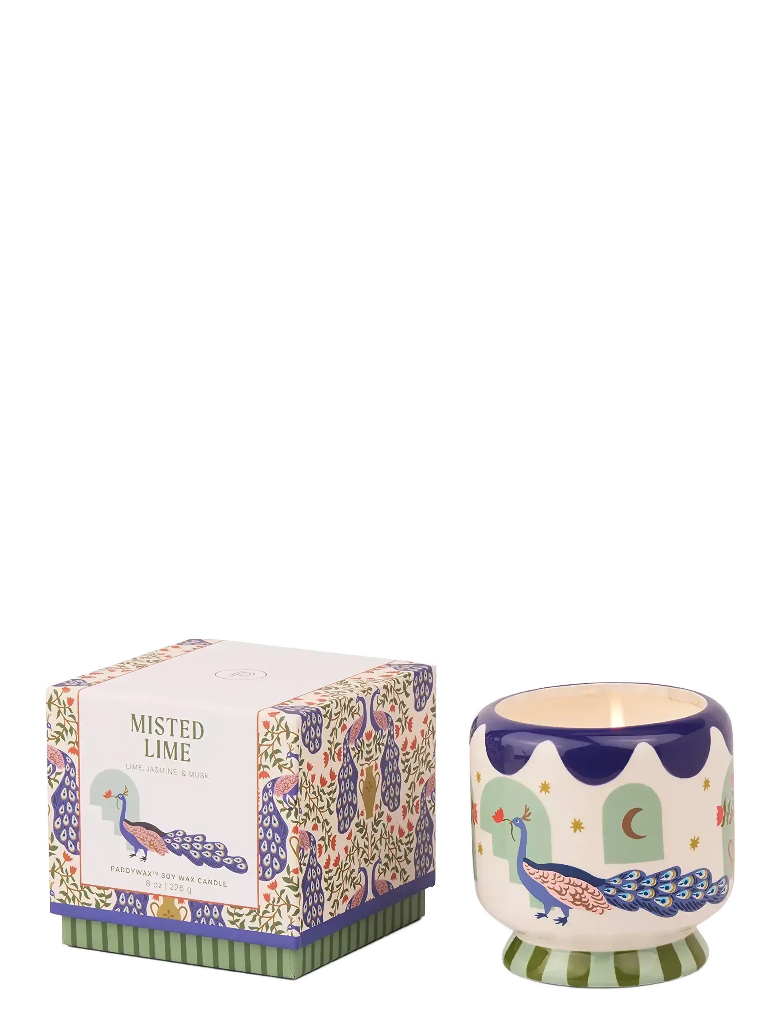 Paddywax Duftlys Adopo Peacock, Bloklys, Multi/mønstret, Str: Ø 9 CM
