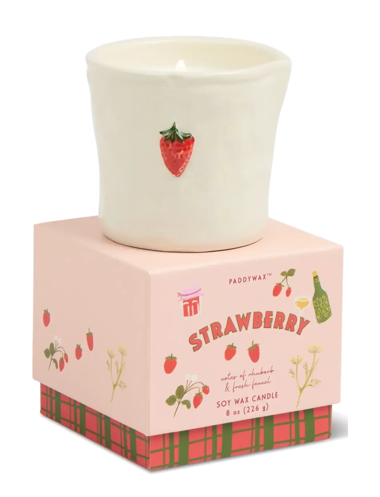 Paddywax Doftljus i keramikkrus Bistro  - Jordgubb - Valentine's day - WHITE / pink/rose