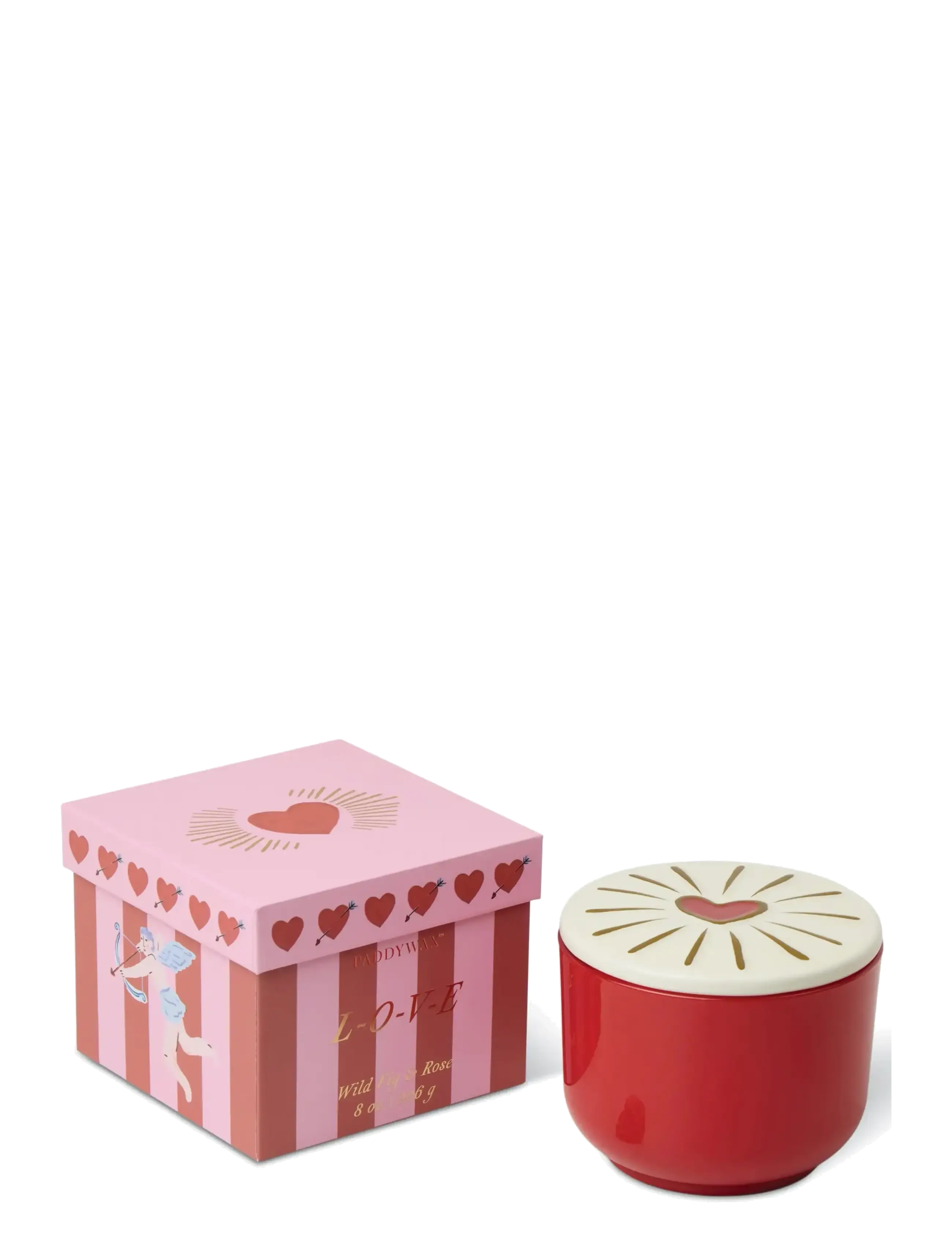 Paddywax - Doftljus Charmed Heart 226 g - Rött glas med lock i keramik med hjärta  - Wild Fig & Rose - mellem 200-500 kr - pink - 2