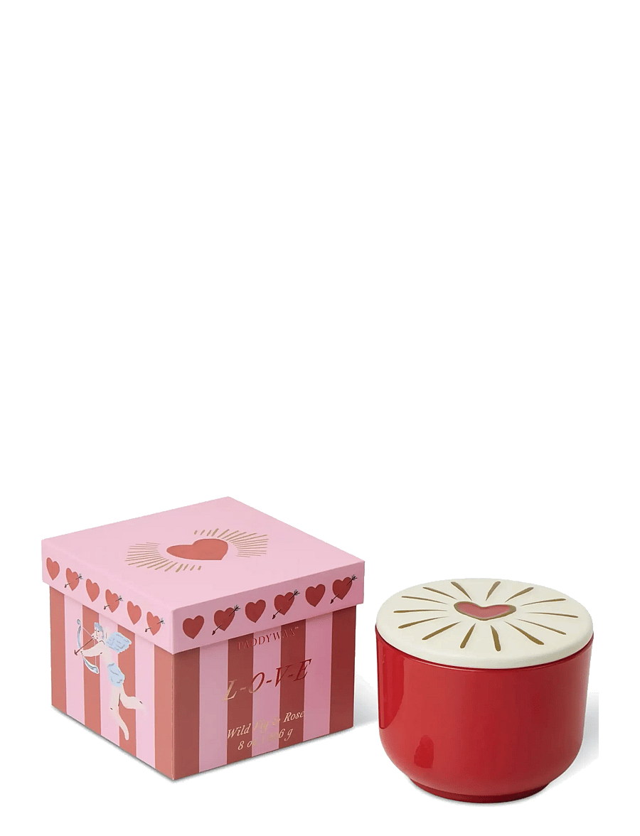 Paddywax - Doftljus Charmed Heart 226 g - Rött glas med lock i keramik med hjärta - Wild Fig & Rose - above 500kr - pink - 2