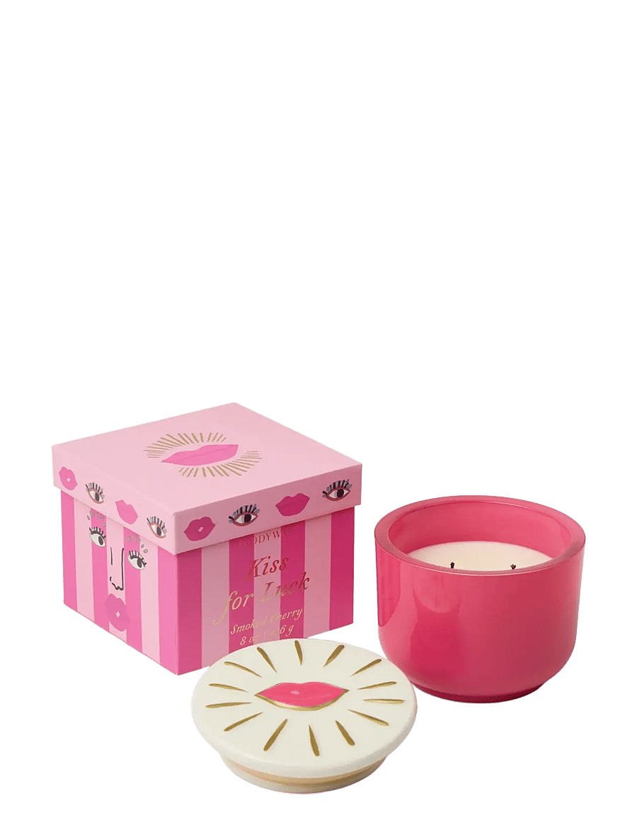 Paddywax - Doftljus Charmed Lips 226 g- Rosa Glas med lock i keramik - Smoked Cherry - pink - 0