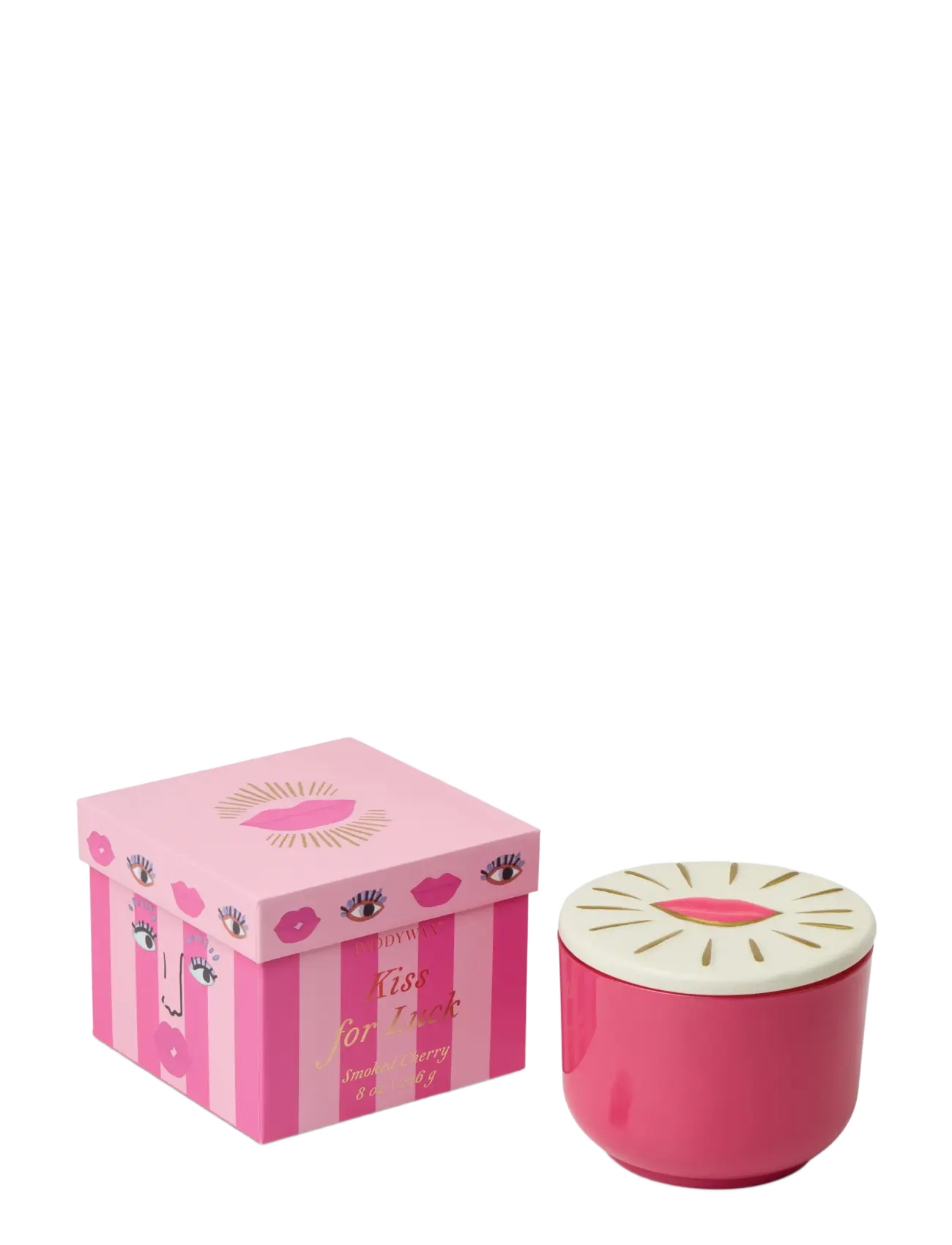 Paddywax - Doftljus Charmed Lips 226 g- Rosa Glas med lock i keramik - Smoked Cherry - pink - 1