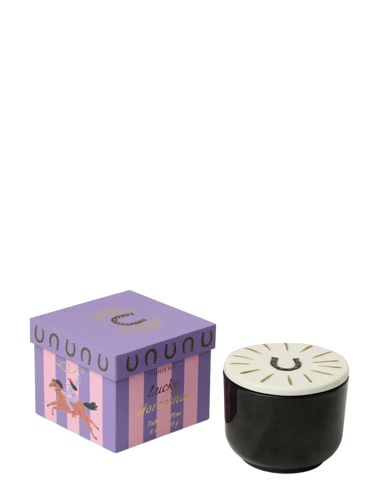 Paddywax - Doftljus Charmed Horseshoe  226 g- Svart Glas med lock i keramik - Tabac & Pine - above 500kr - purple - 1