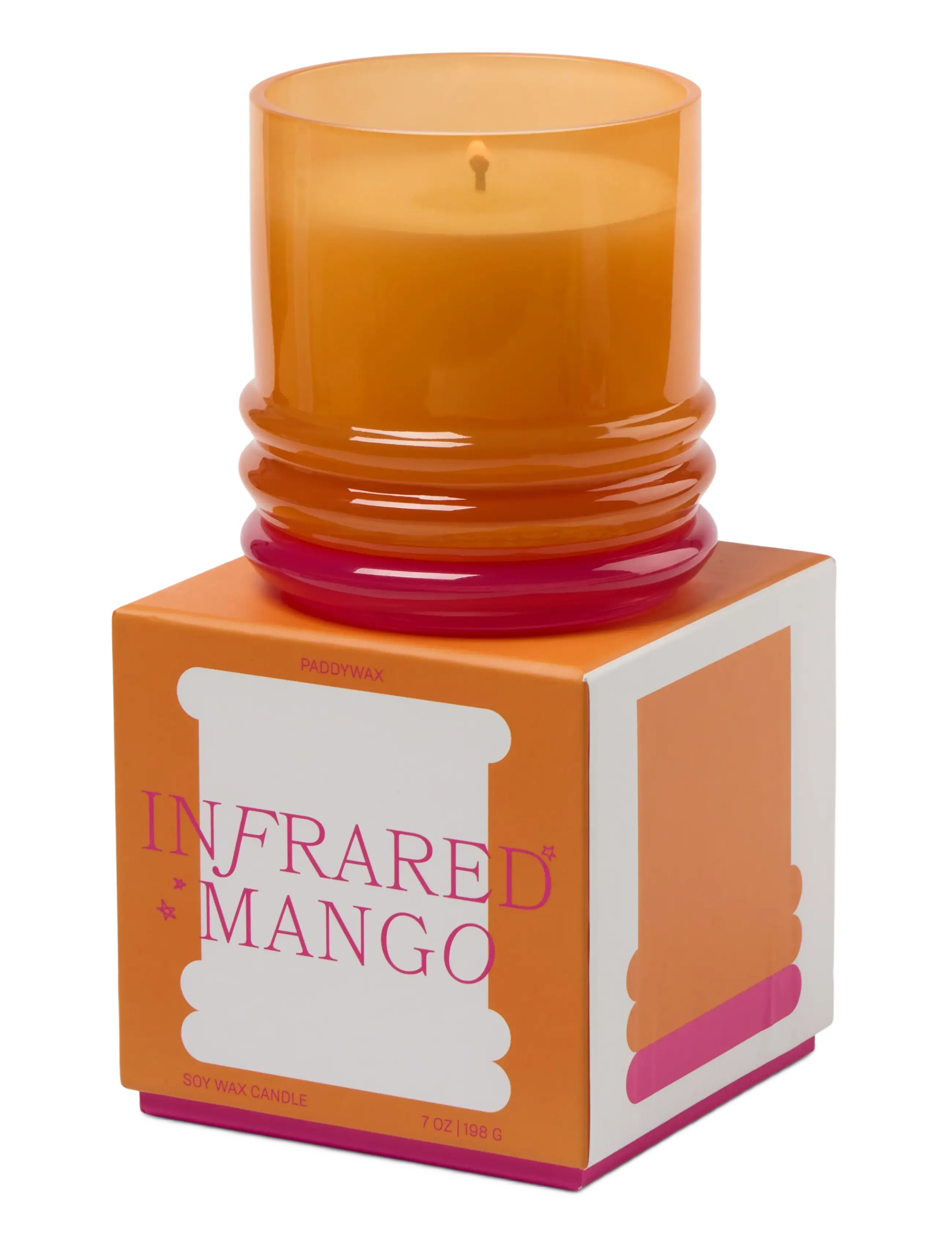 Paddywax - Doftljus Stacked i 2 färgat glas-  Orange / knallrosa - Infraröd mango - pink - 1