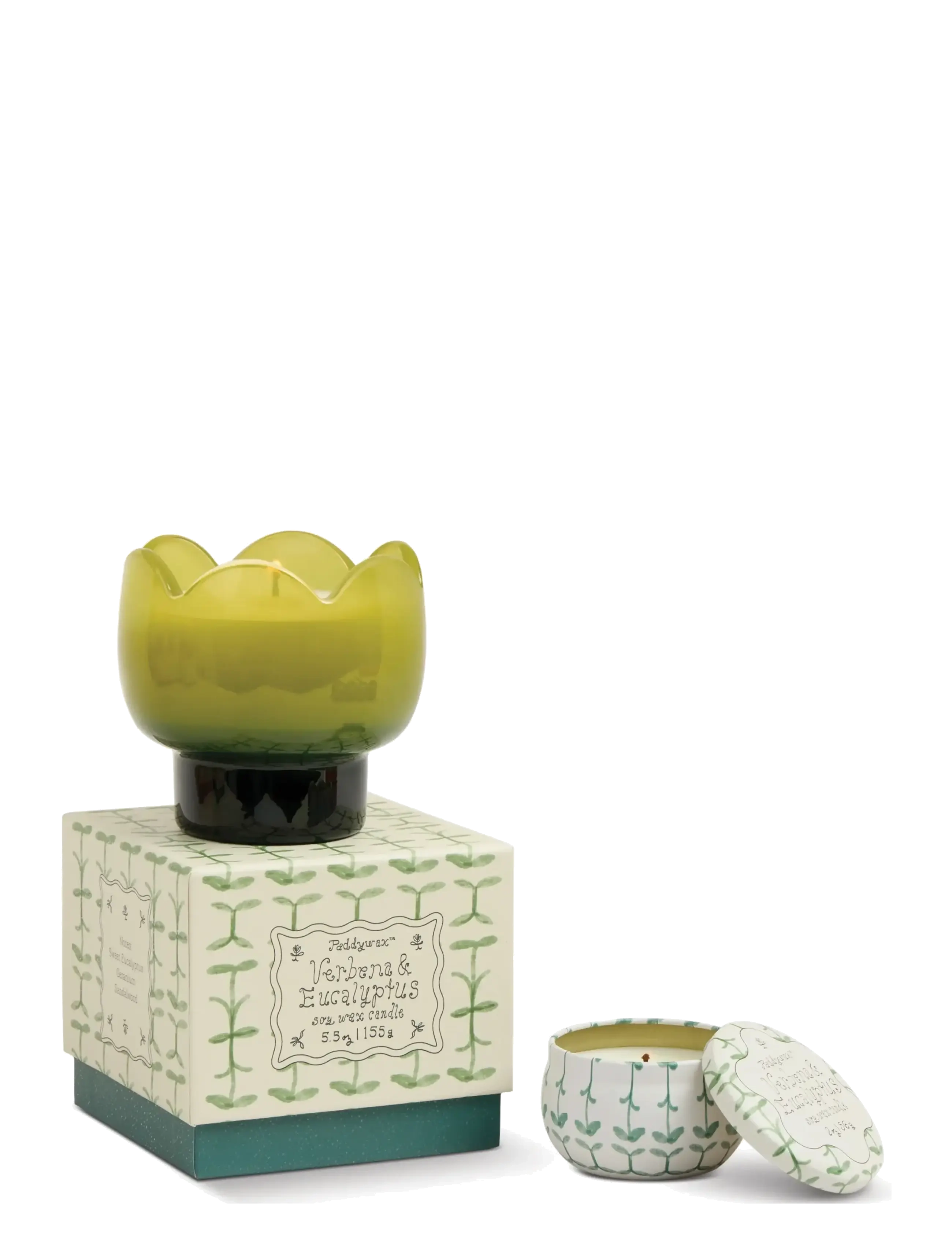 Paddywax - Doftljus Tulpan i tonat glas - Grönt/mörkgrönt - Verbena & Lemongrass - green - 4