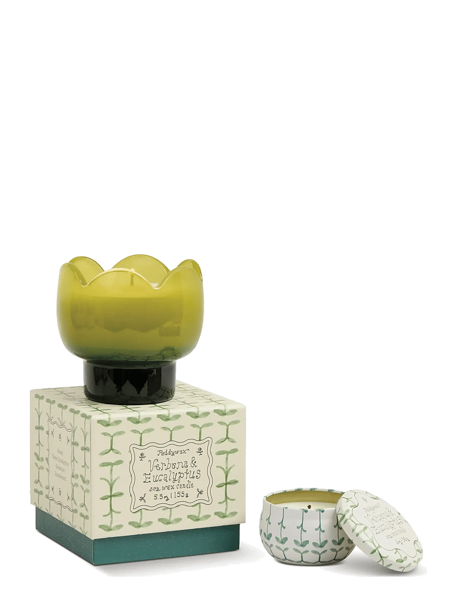 Paddywax - Doftljus Tulpan i tonat glas - Grönt/mörkgrönt - Verbena & Lemongrass - green - 4