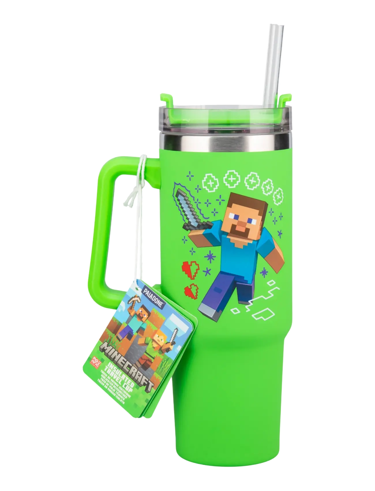Paladone Minecraft Green 900ml Multiway Travel Cup Straw, H:24.5 cm, Green, Måltid > Kopper & Krus, Børn