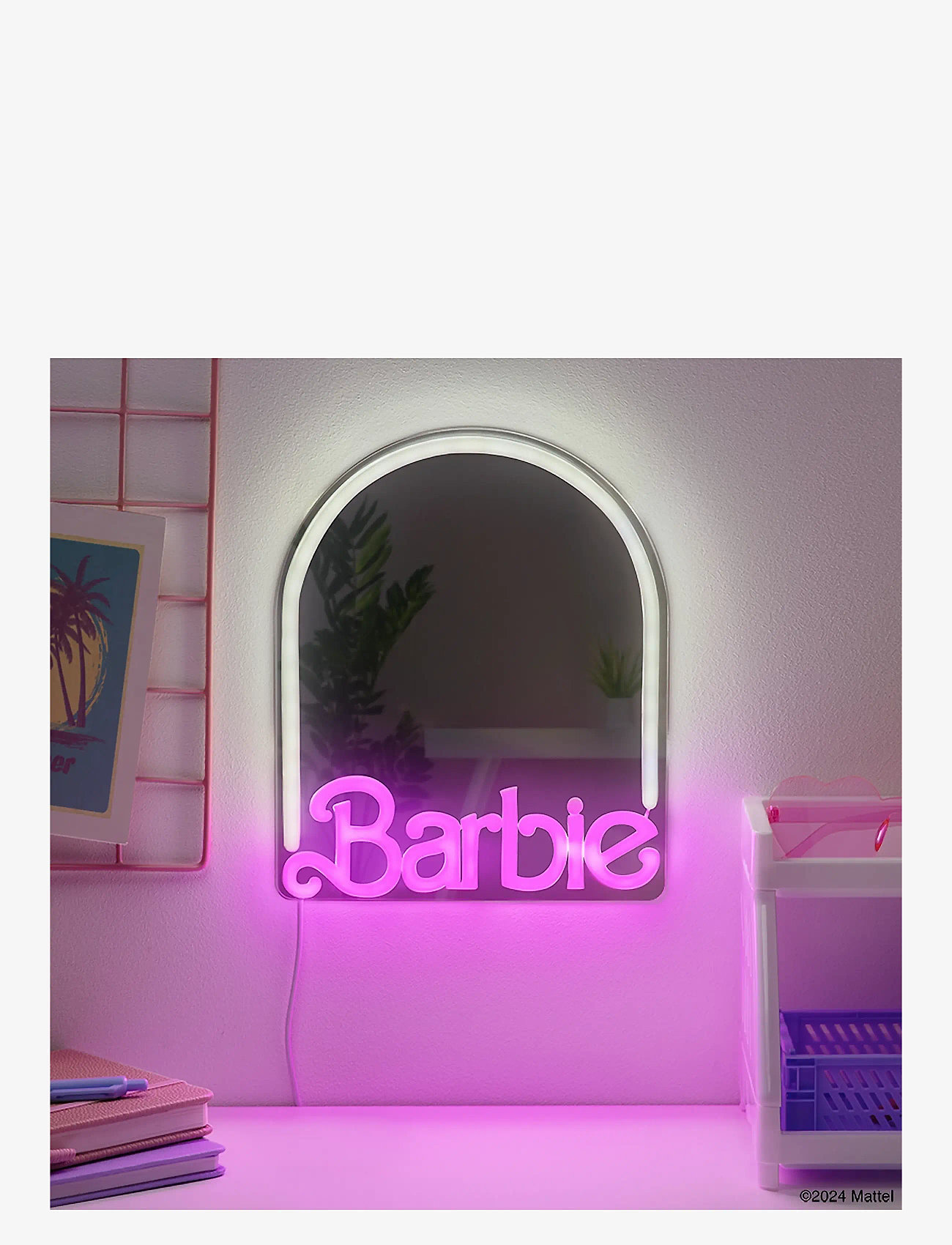 Paladone - BARBIE WALL MOUNTABLE LED NEON MIRROR - dekorative wohnaccessoires - pink - 1