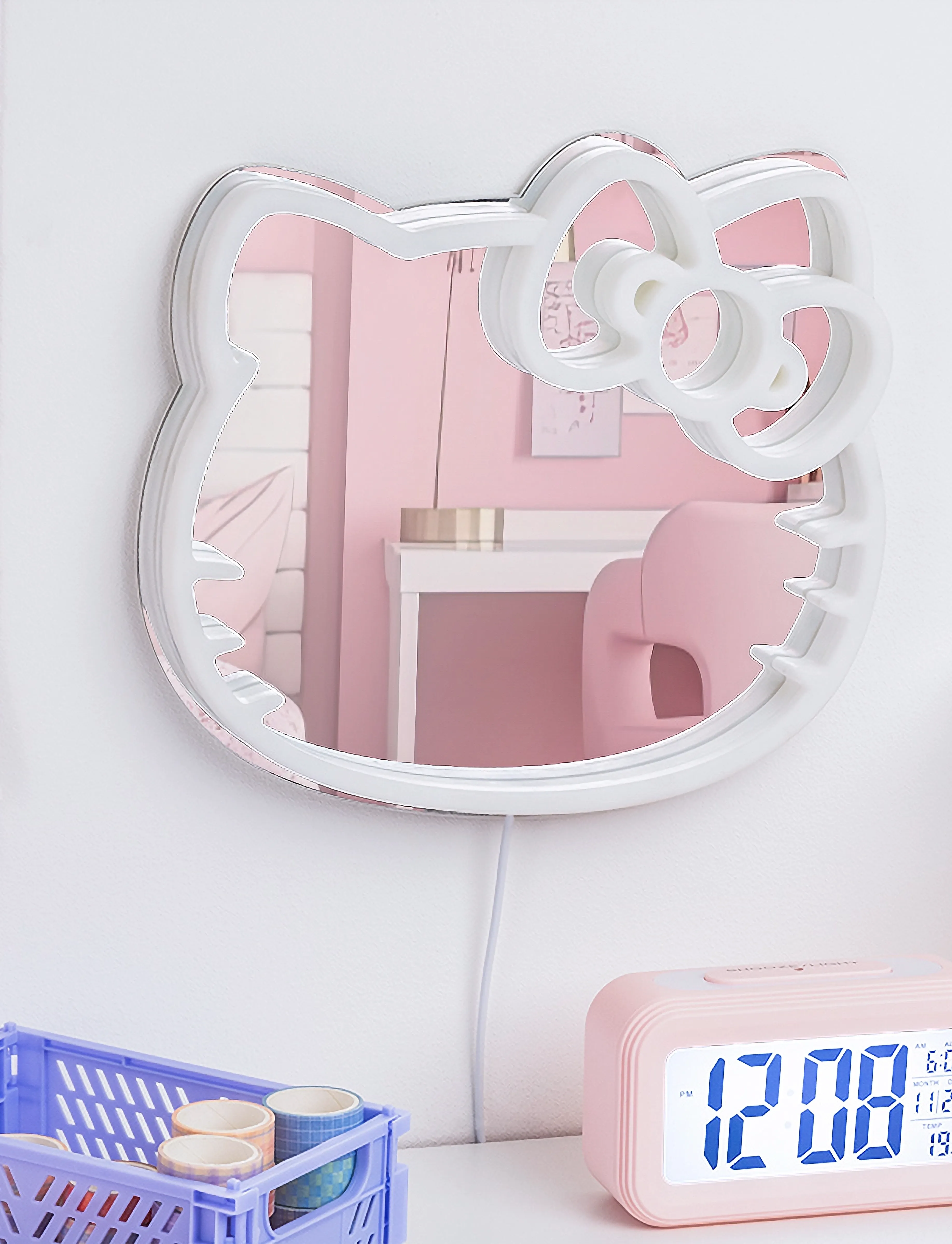 Paladone - HELLO KITTY WALL MOUNTABLE LED NEON MIRROR - väggdekor - white - 2