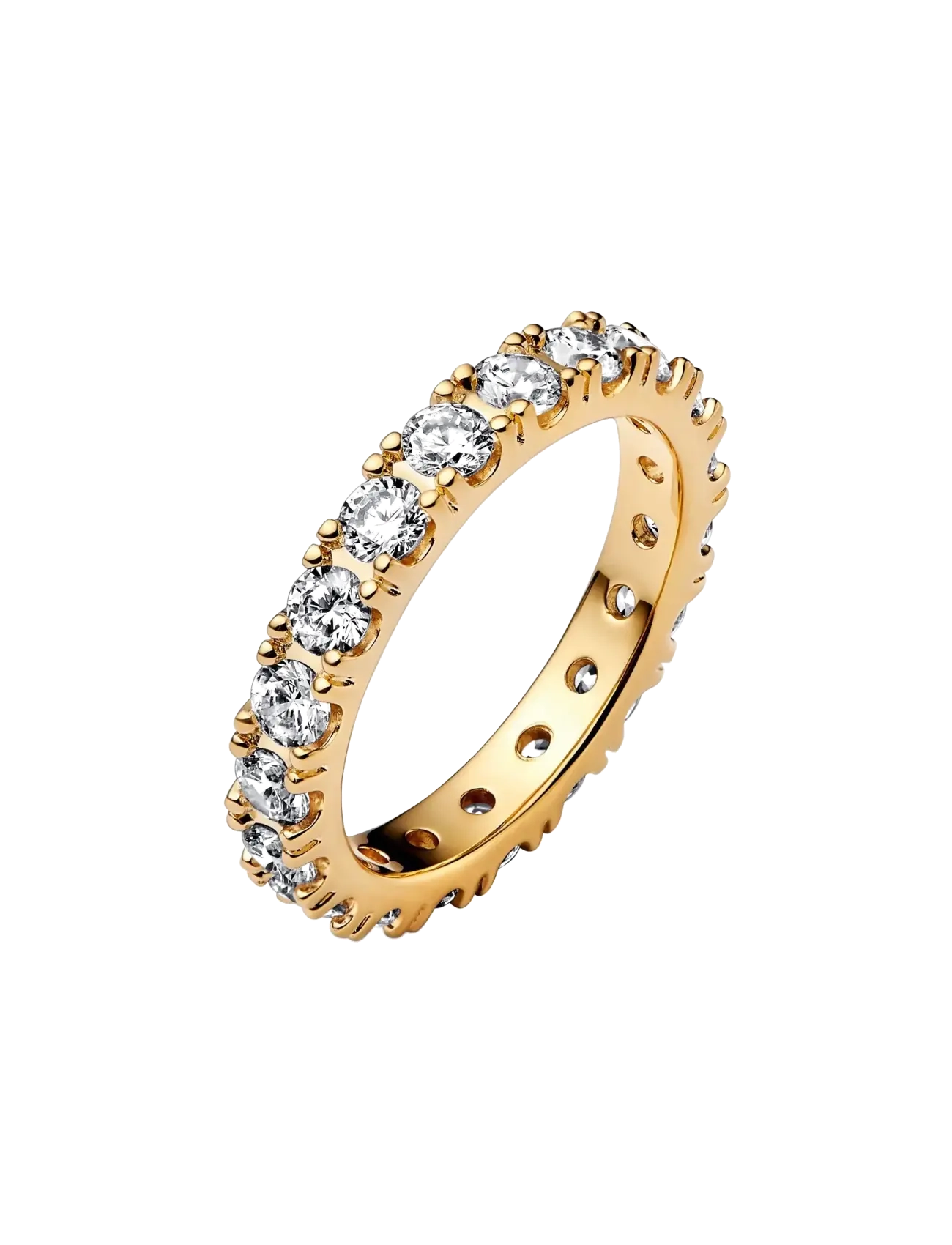 Pandora 14k Gold-plated ring with clear cubic zirconia - Festtøj - CLEAR / undefined