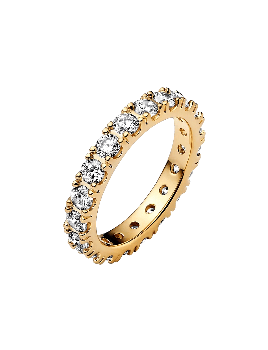 Pandora - 14k Gold-plated ring with clear cubic zirconia - ringar - clear - 1