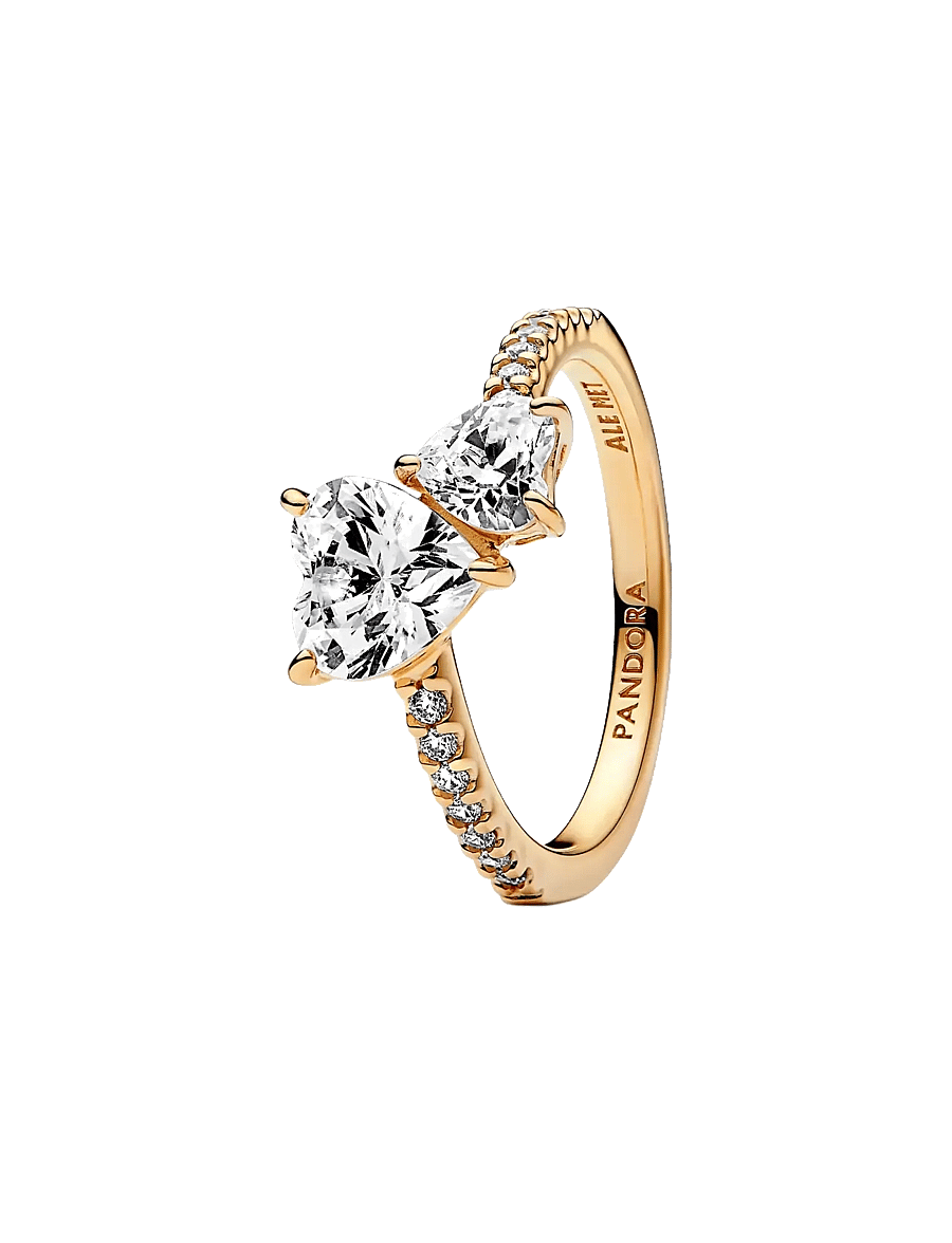 Pandora - 14k Gold-plated ring with clear cubic zirconia - ringen - clear - 1