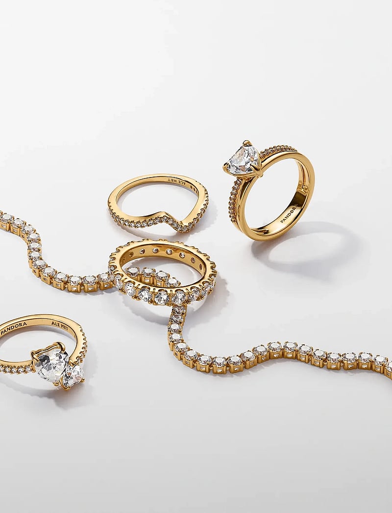 Pandora - 14k Gold-plated ring with clear cubic zirconia - sõrmused - clear - 3