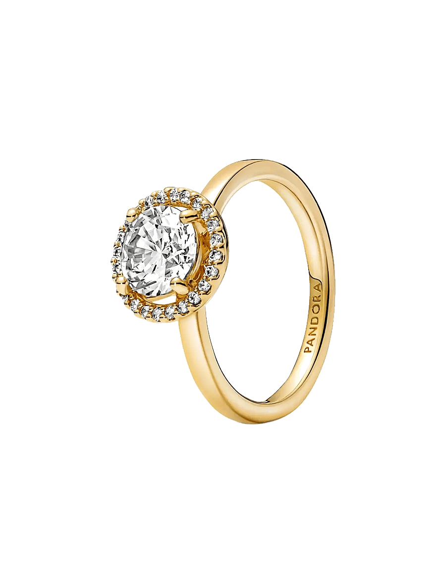 Pandora - 14k Gold-plated ring with clear cubic zirconia - sormukset - clear - 1