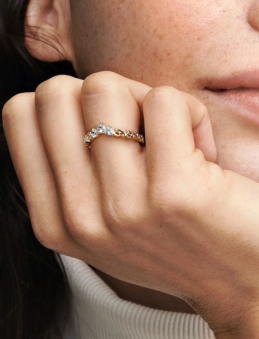 Pandora - Regal tiara 14k gold-plated ring with clear cubic zirconia - bagues - clear - 2