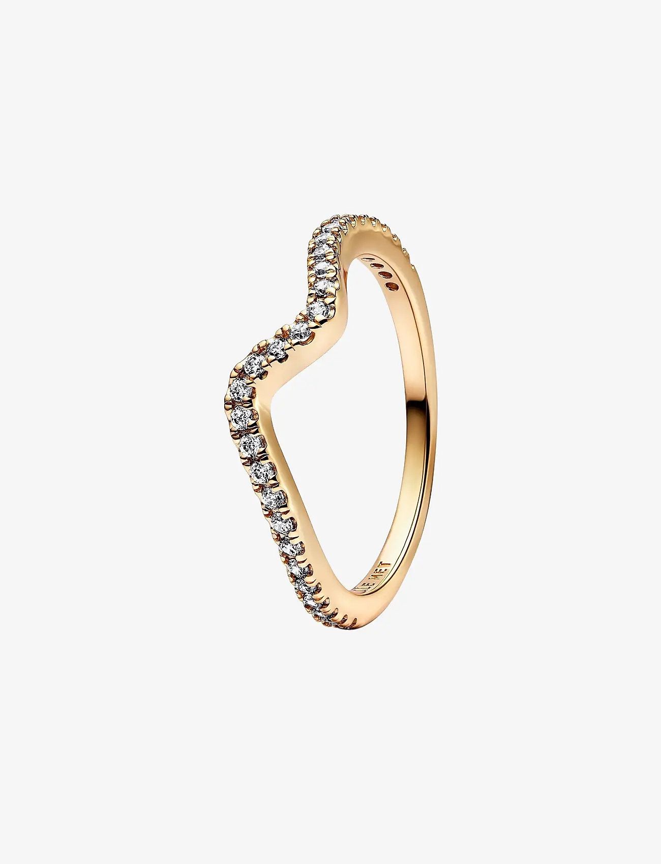 Pandora - Wave 14k gold-plated ring with clear cubic zirconia - ringe - clear - 1