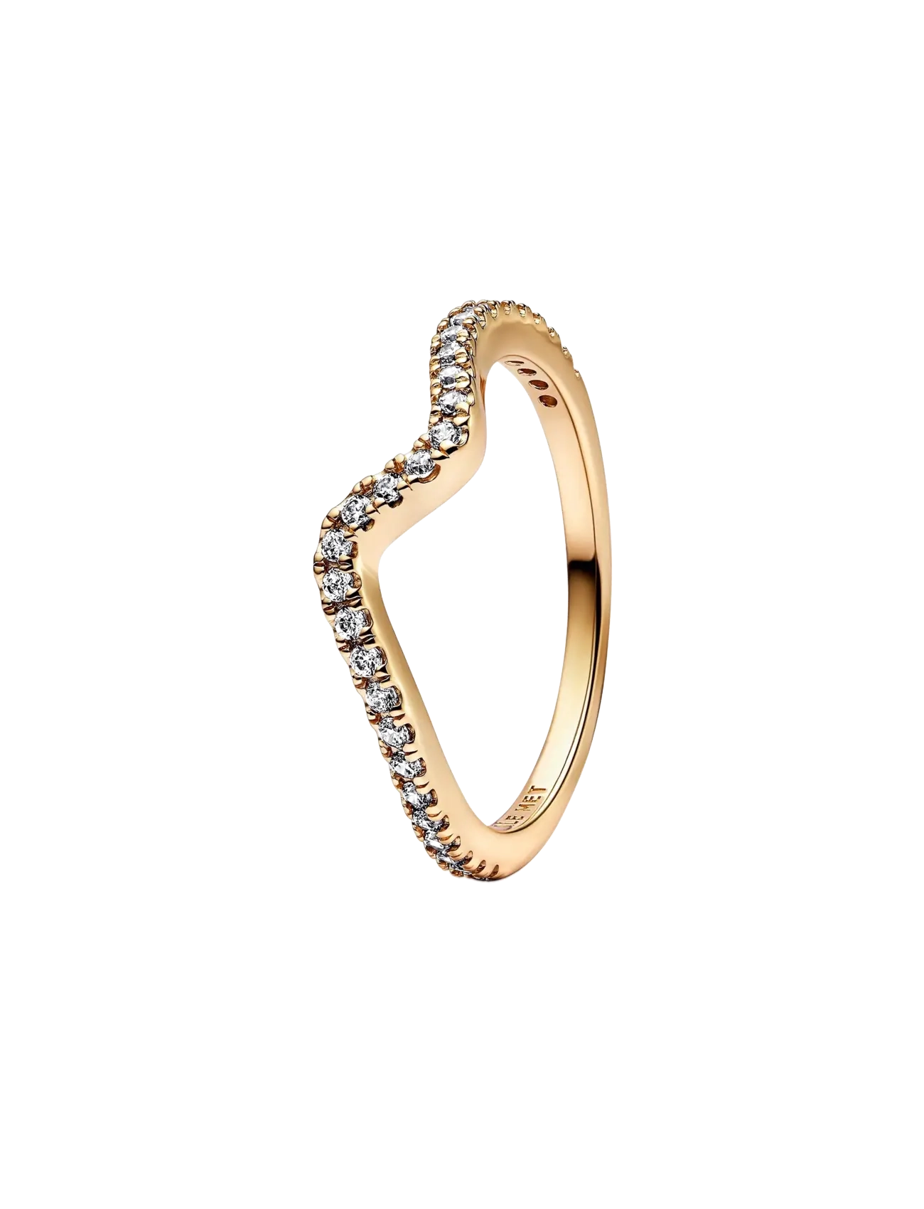 Wave 14k gold-plated ring with clear cubic zirconia - CLEAR