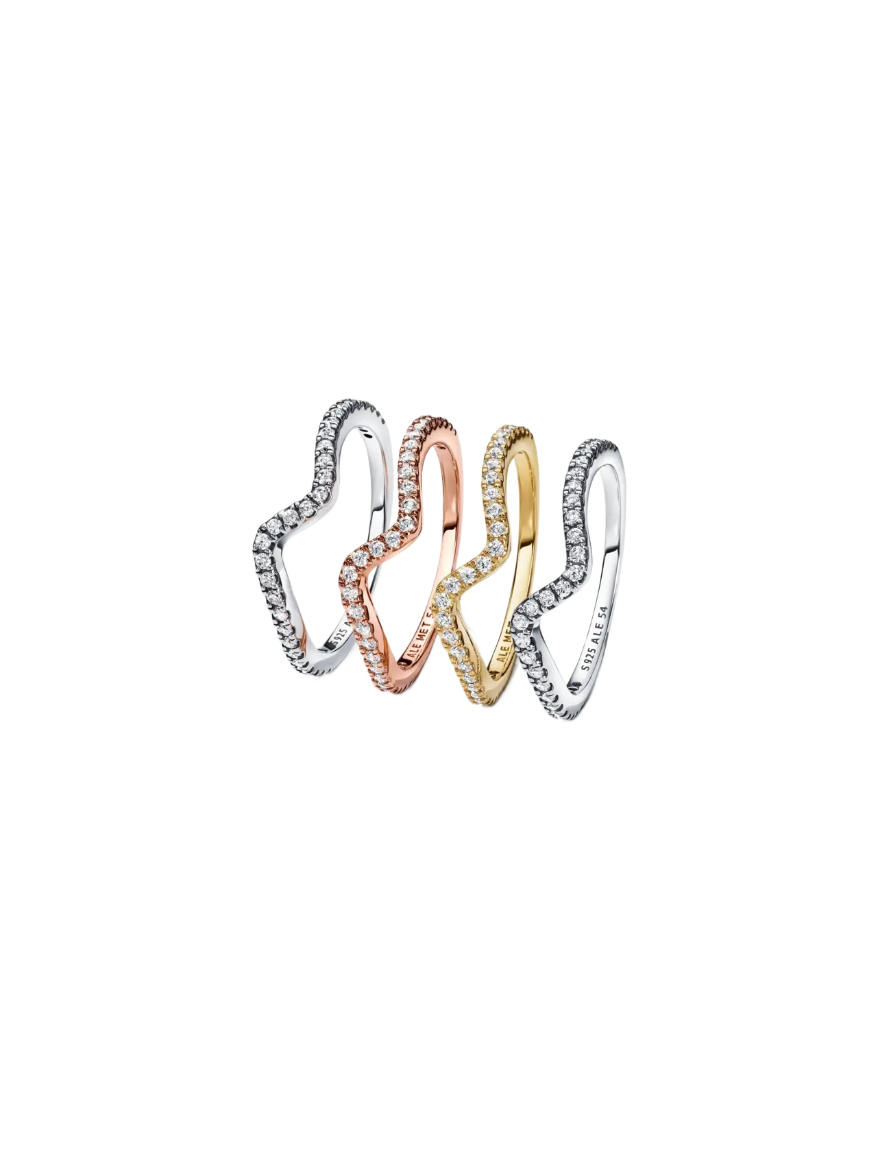 Pandora - Wave 14k gold-plated ring with clear cubic zirconia - rings - clear - 2