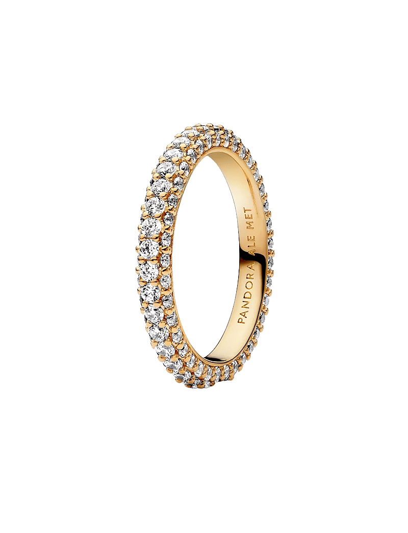 Pandora - 14k Gold-plated ring with clear cubic zirconia - ringar - clear - 1