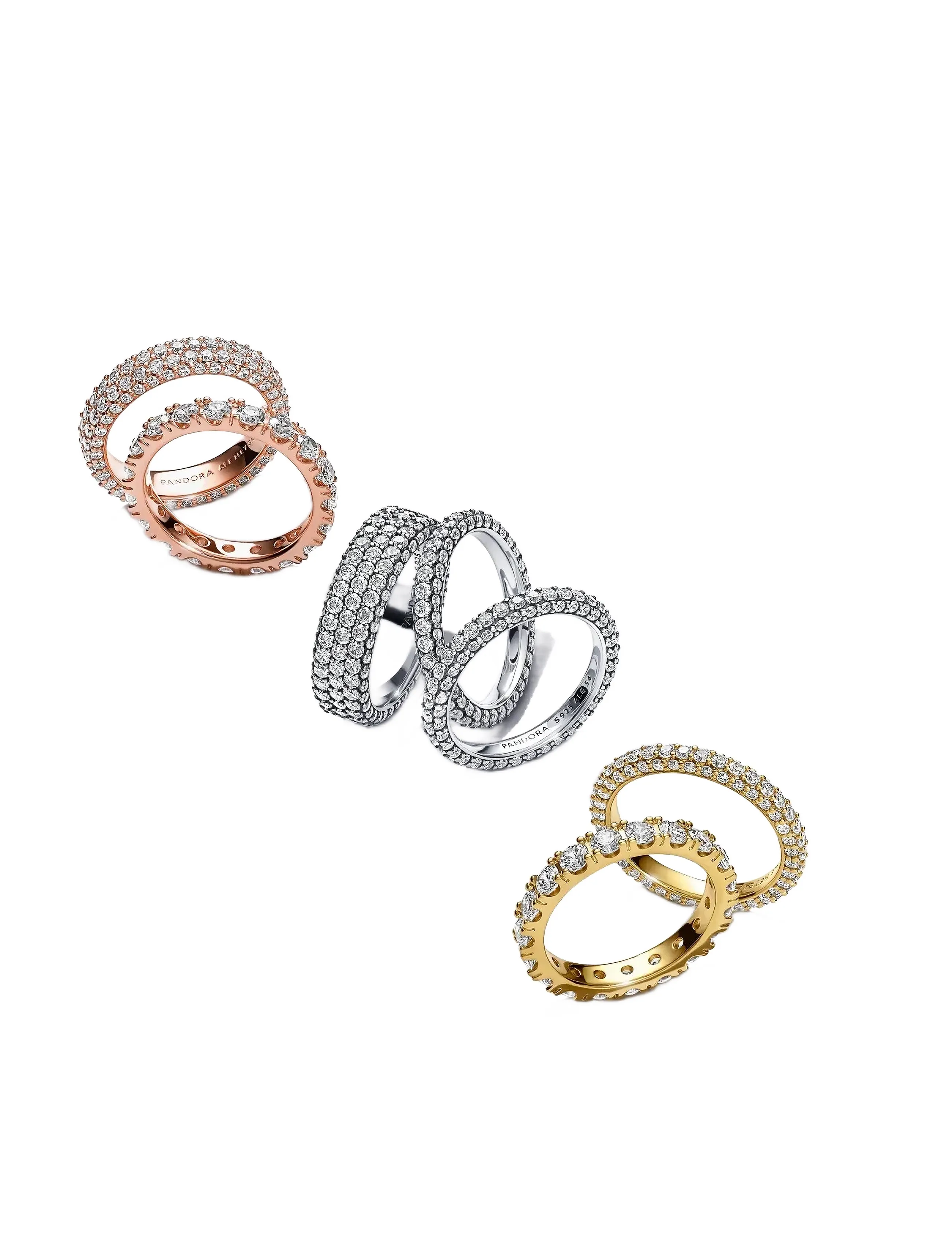 Pandora - 14k Gold-plated ring with clear cubic zirconia - ringar - clear - 3