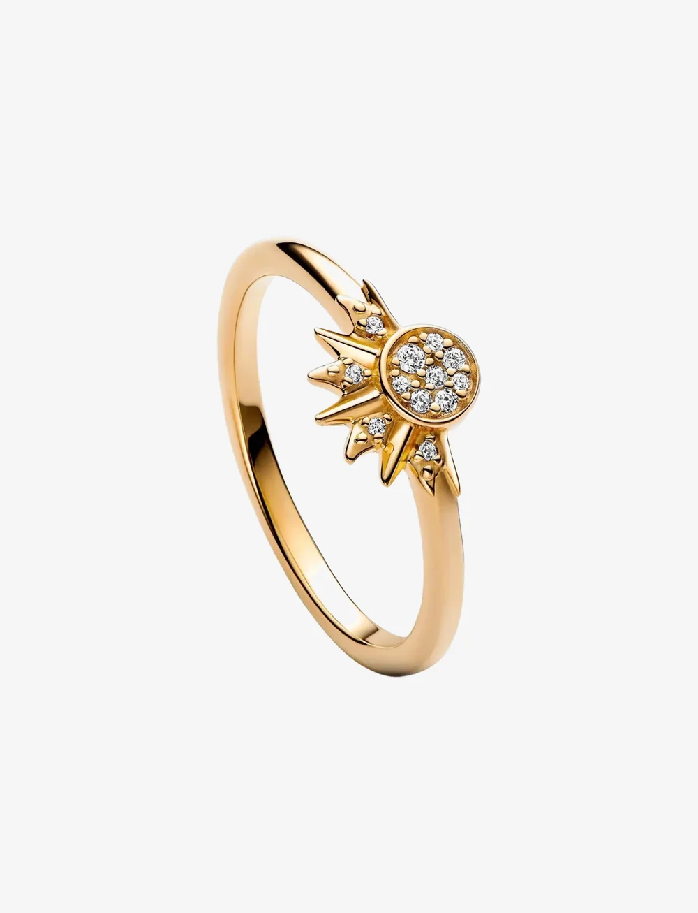 Pandora - Celestial sun 14k gold-plated ring with clear cubic zirconia - ringe - clear - 1
