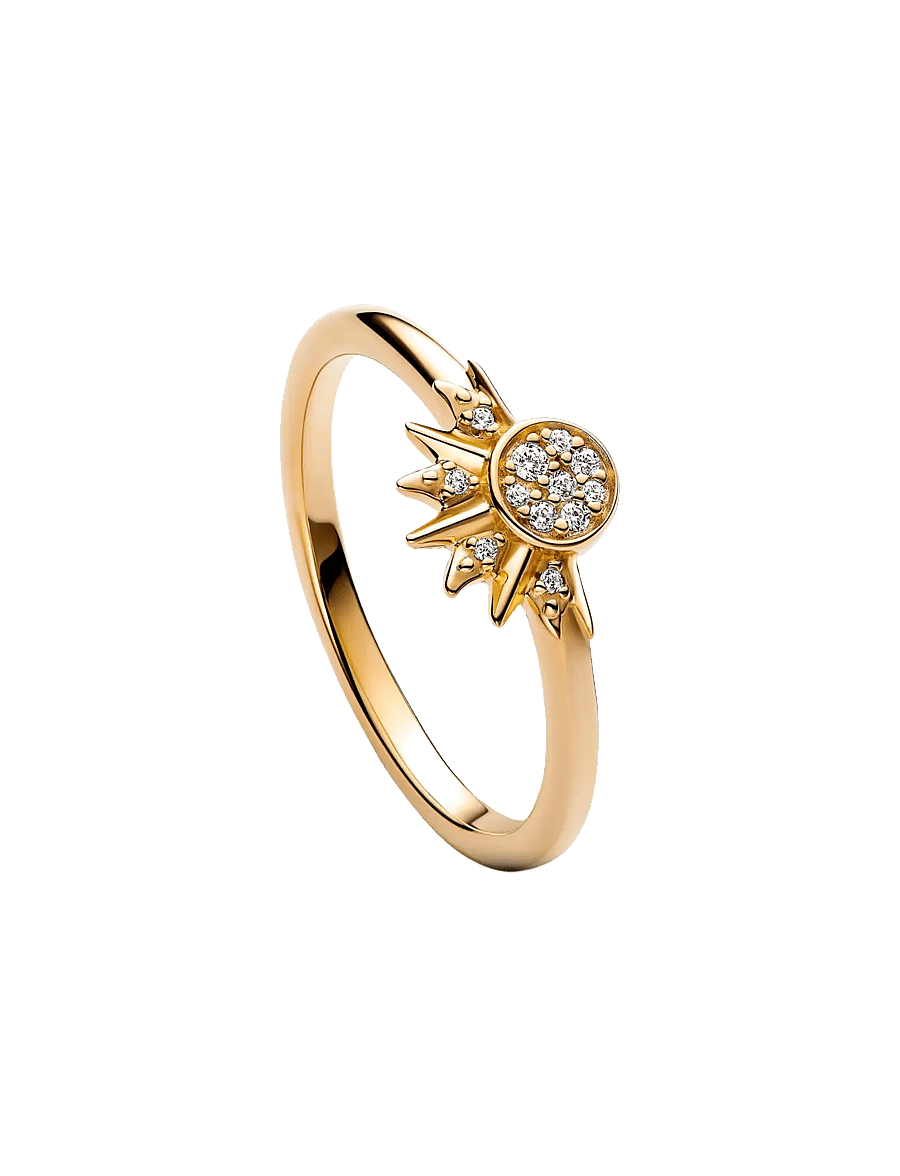 Pandora - Celestial sun 14k gold-plated ring with clear cubic zirconia - hringir - clear - 1