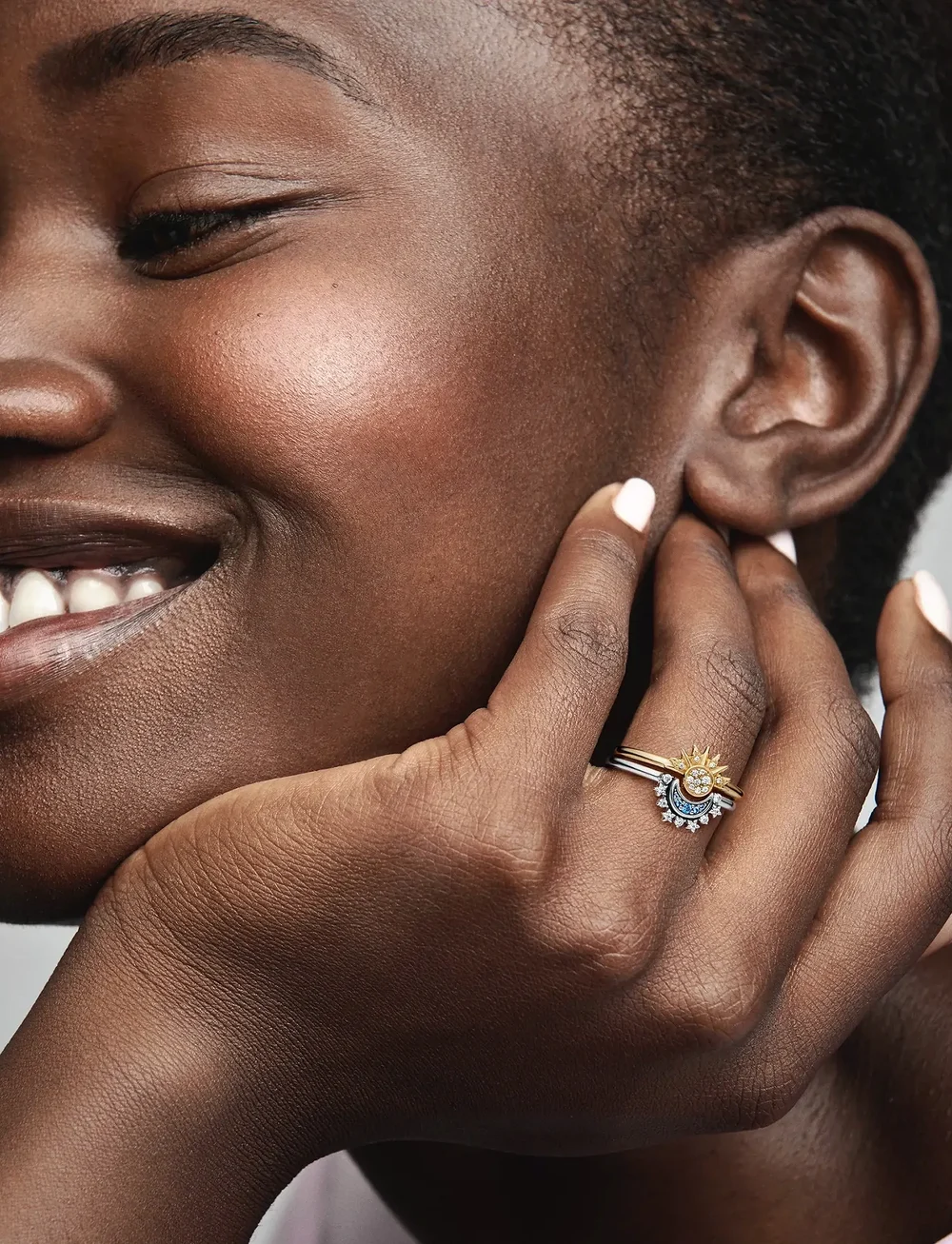 Pandora - Celestial sun 14k gold-plated ring with clear cubic zirconia - ringe - clear - 0