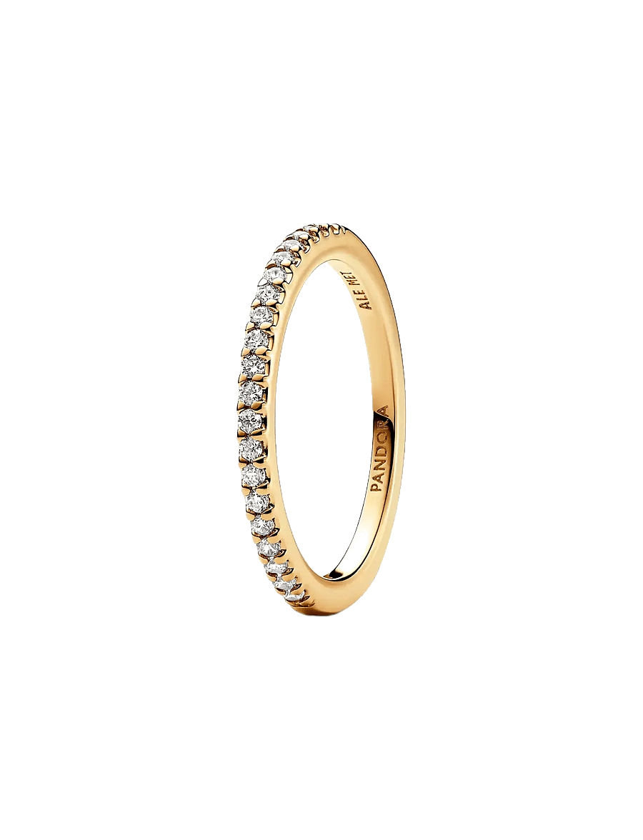 Pandora - 14k Gold-plated ring with clear cubic zirconia - bagues - clear - 1