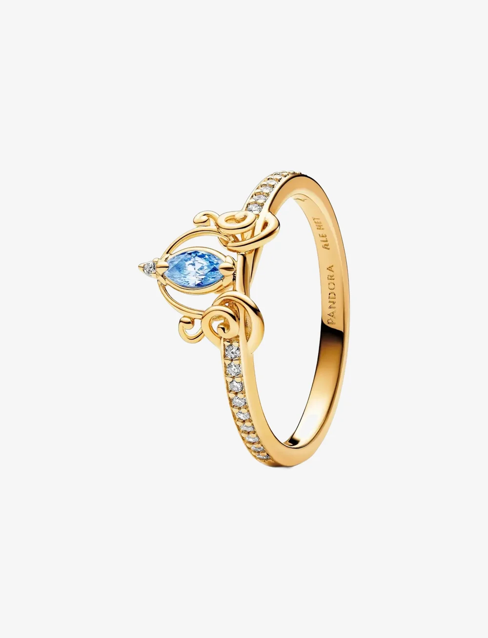 Pandora - Disney Cinderella 14k gold-plated ring with clear and fancy light blue cubic zirconia - ringe - blue - 1