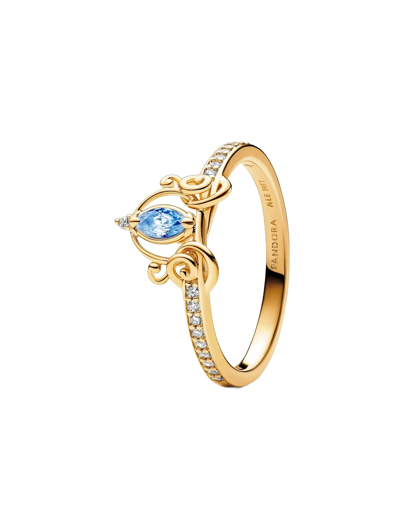 Pandora Disney Cinderella 14k gold-plated ring with clear and fancy light blue cubic zirconia - Samarbejder - BLUE / blue