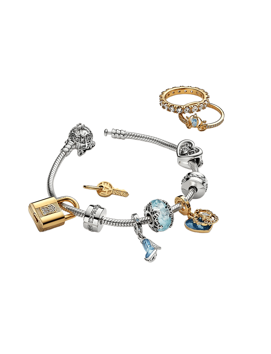 Pandora - Disney Cinderella 14k gold-plated ring with clear and fancy light blue cubic zirconia - bagues - blue - 2