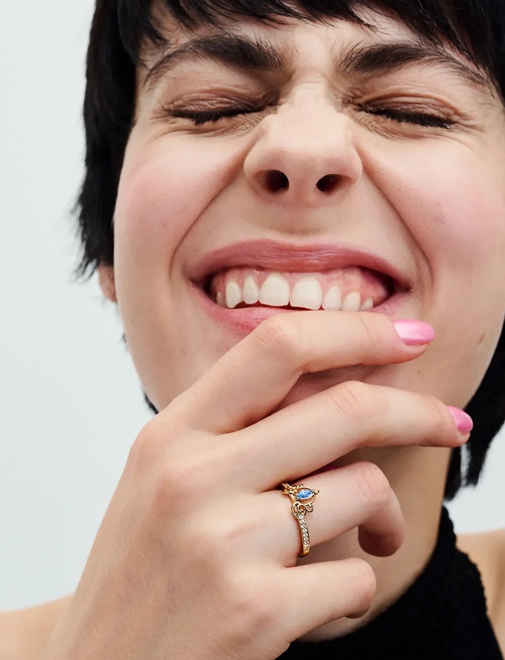 Pandora - Disney Cinderella 14k gold-plated ring with clear and fancy light blue cubic zirconia - ringe - blue - 0