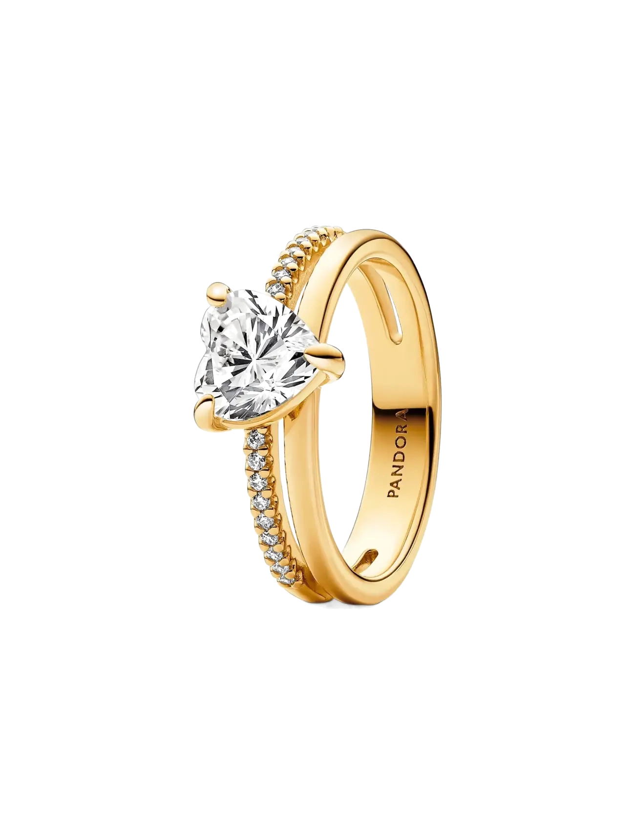 Pandora Heart 14k gold-plated ring with clear cubic zirconia - Hverdags stil - CLEAR / undefined