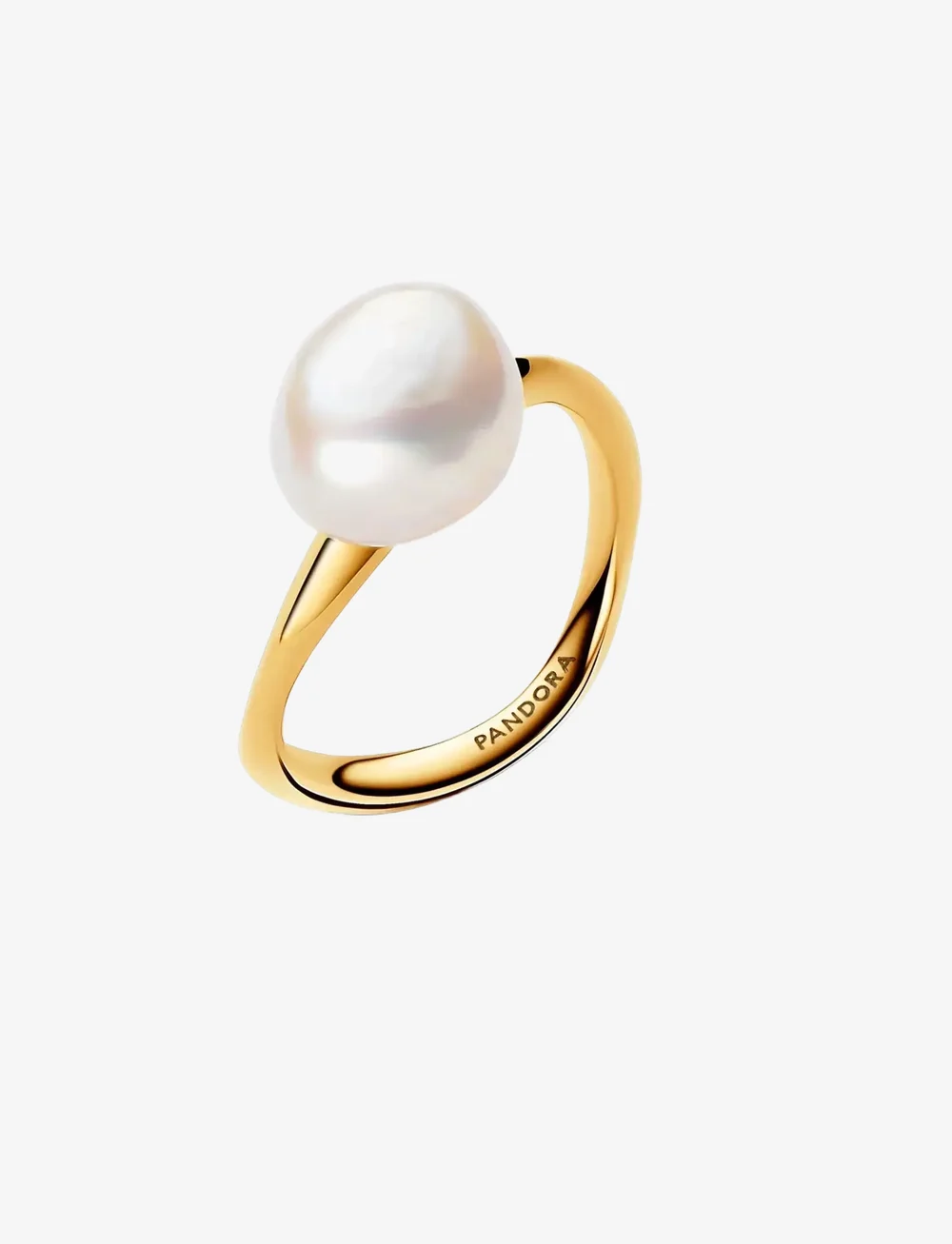Pandora - 14k Gold-plated ring with baroque white treated freshwater cultured pearl - sõrmused - white - 1
