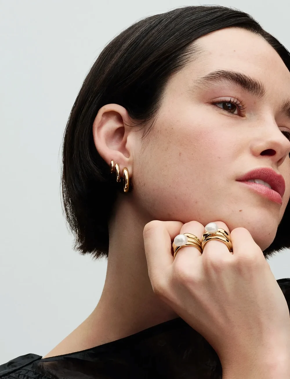 Pandora - 14k Gold-plated ring with baroque white treated freshwater cultured pearl - sõrmused - white - 2